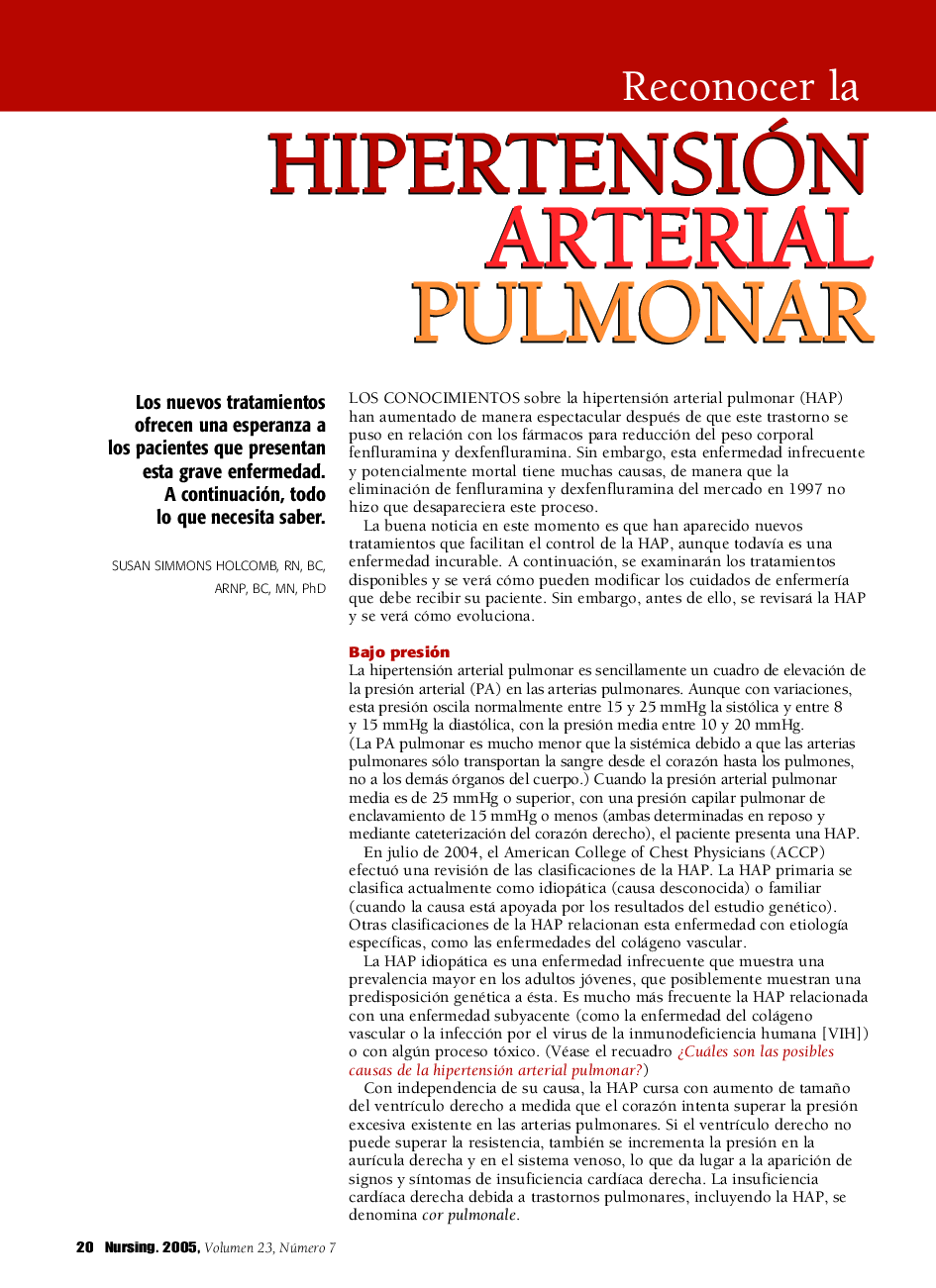 Reconocer la hipertensión arterial pulmonar