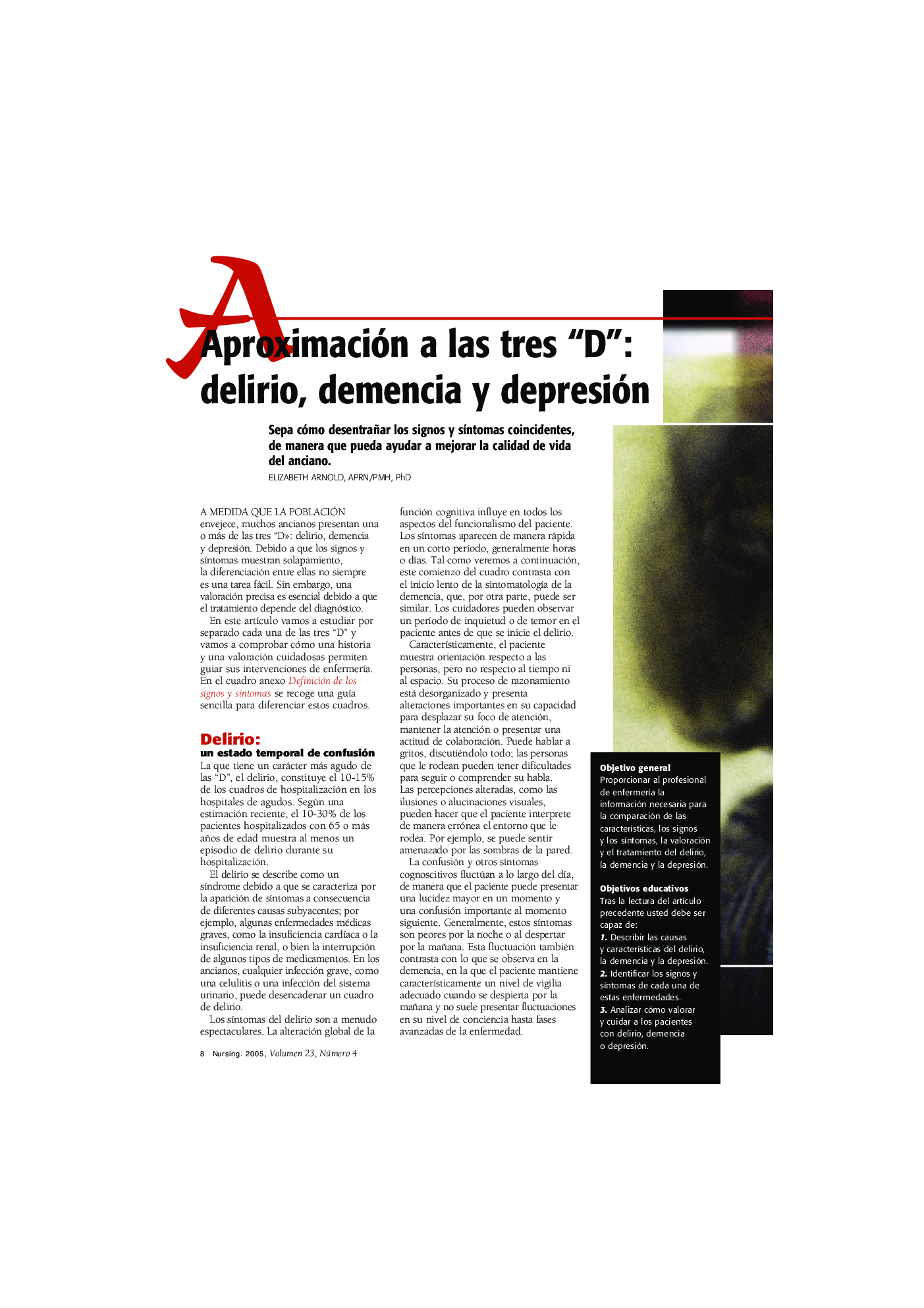 Aproximación a las tres “D”: delirio, demencia y depresión
