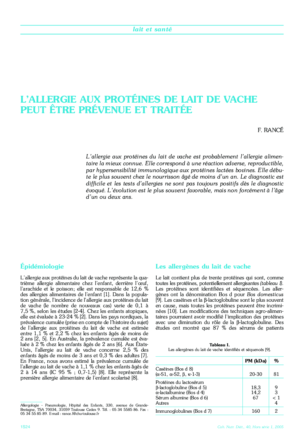 L'allergie Aux Protéines De Lait De Vache Peut Ãtre Prévenue Et Traitée