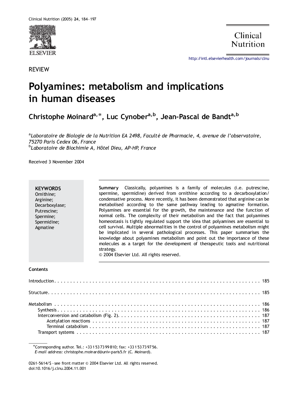 Polyamines: metabolism and implications in human diseases