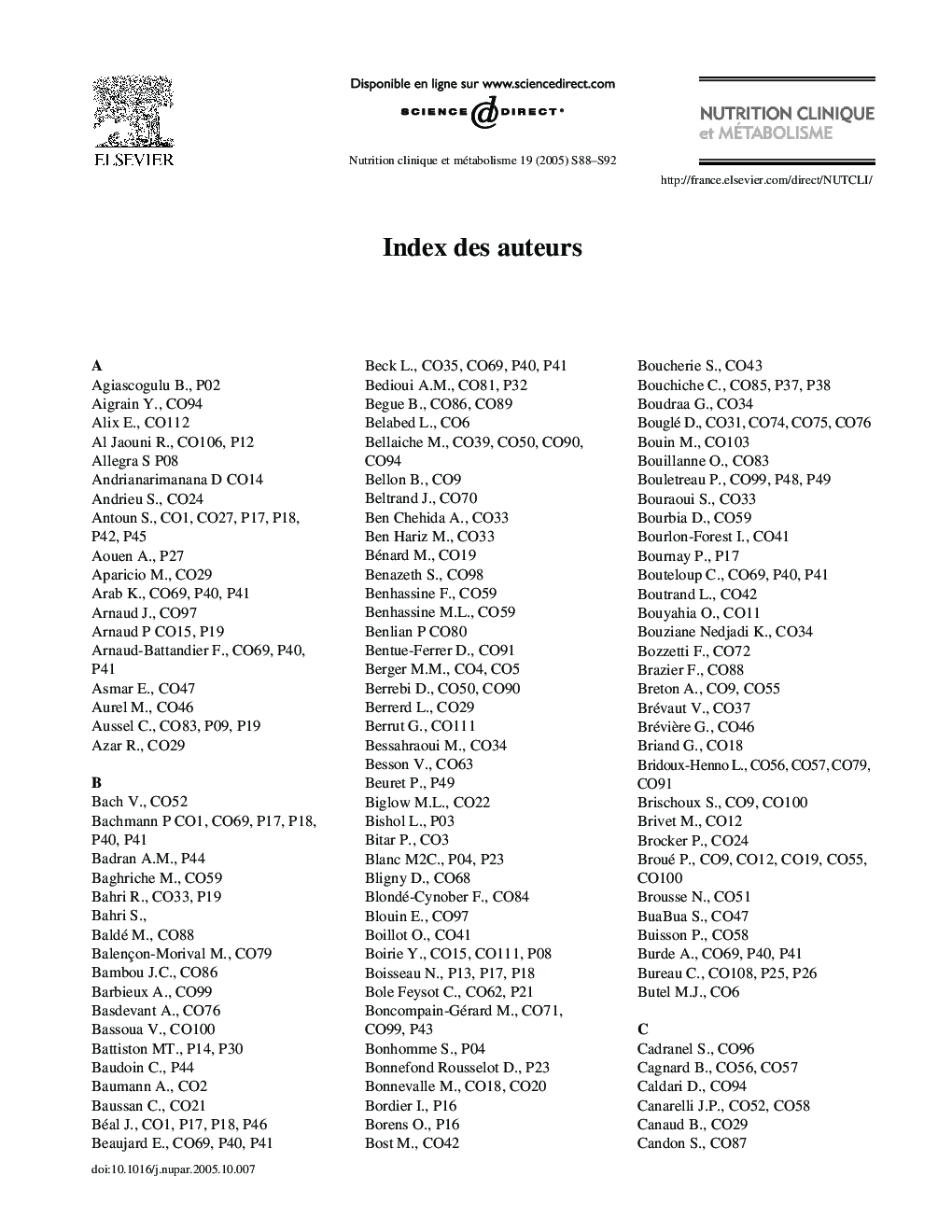 Index des auteurs