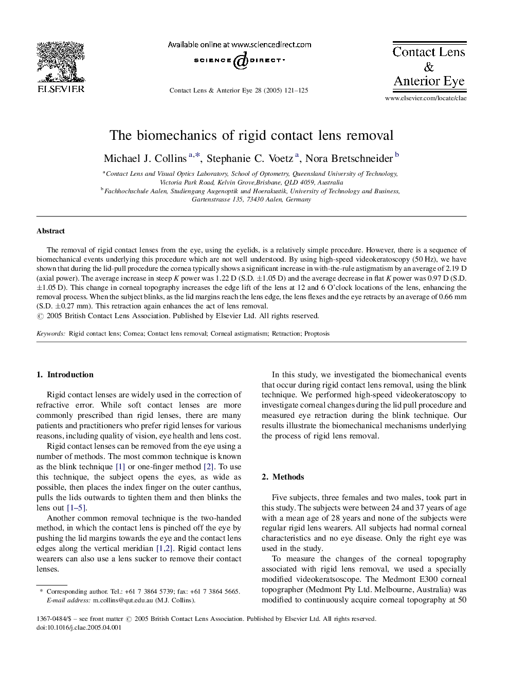 The biomechanics of rigid contact lens removal