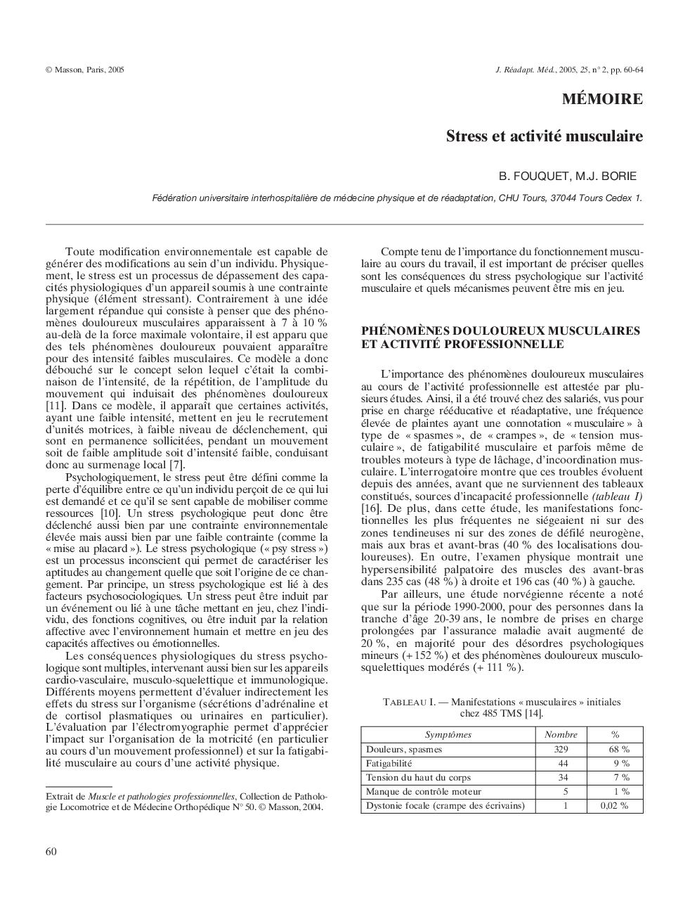 Stress et activité musculaire