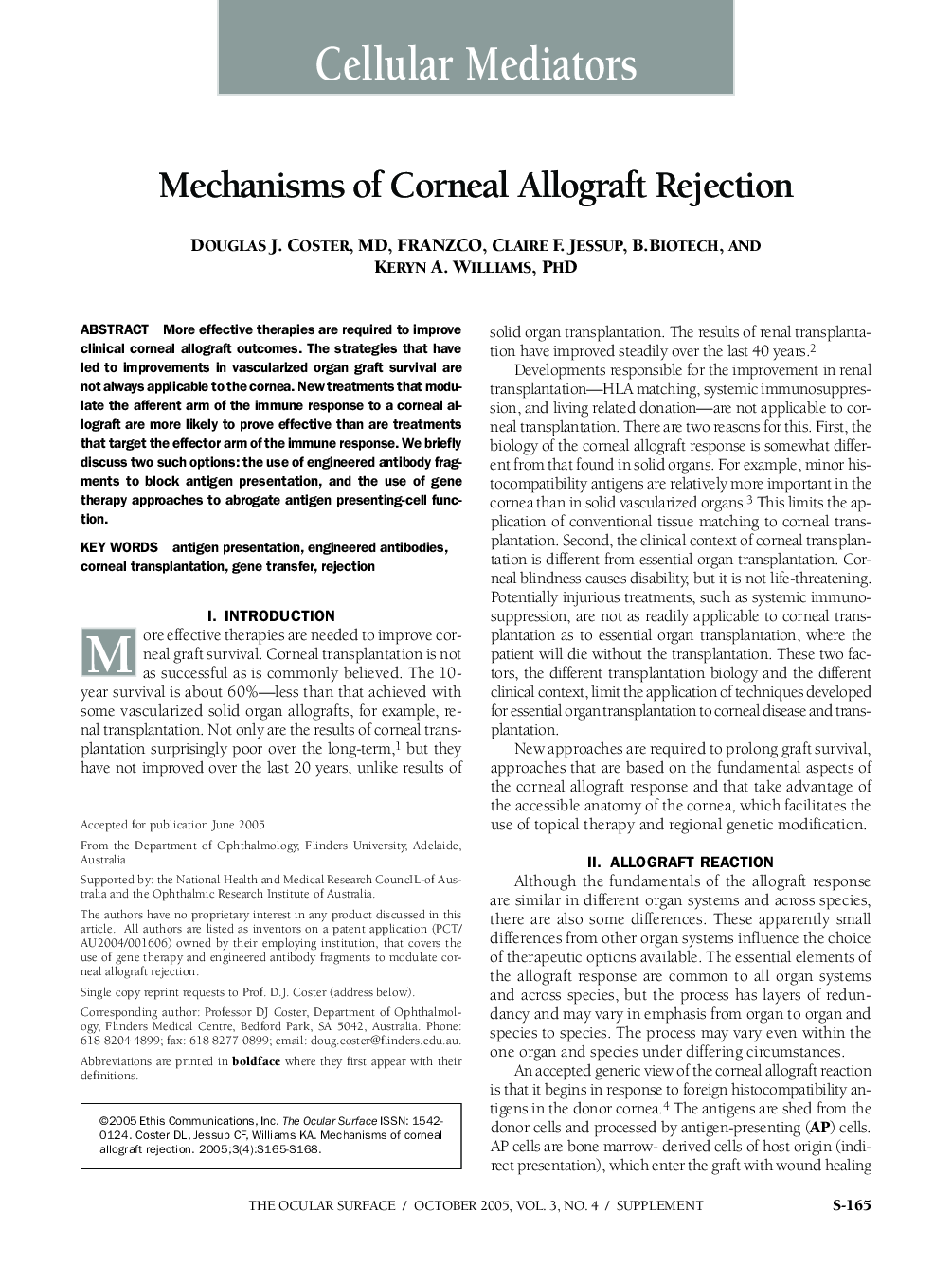 Mechanisms of Corneal Allograft Rejection