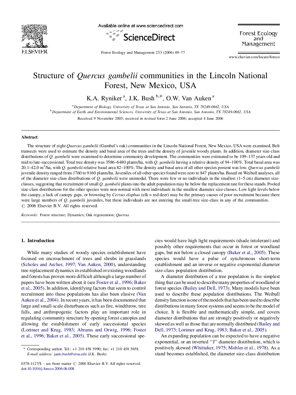 عکس صفحه اول مقاله: Structure of Quercus gambelii communities in the Lincoln National Forest, New Mexico, USA Structure of Quercus gambelii communities in the Lincoln National Forest, New Mexico, USA