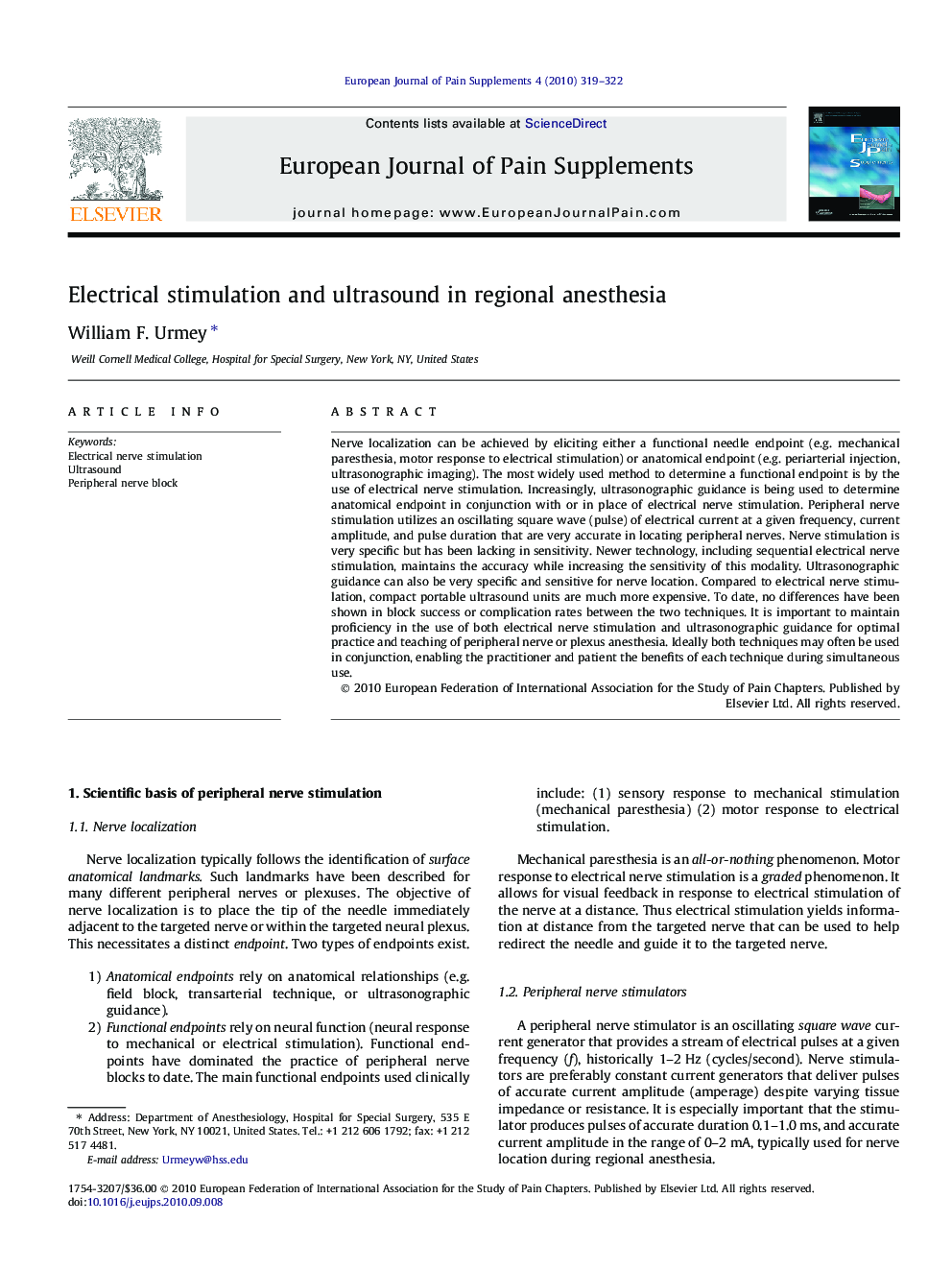 Electrical stimulation and ultrasound in regional anesthesia