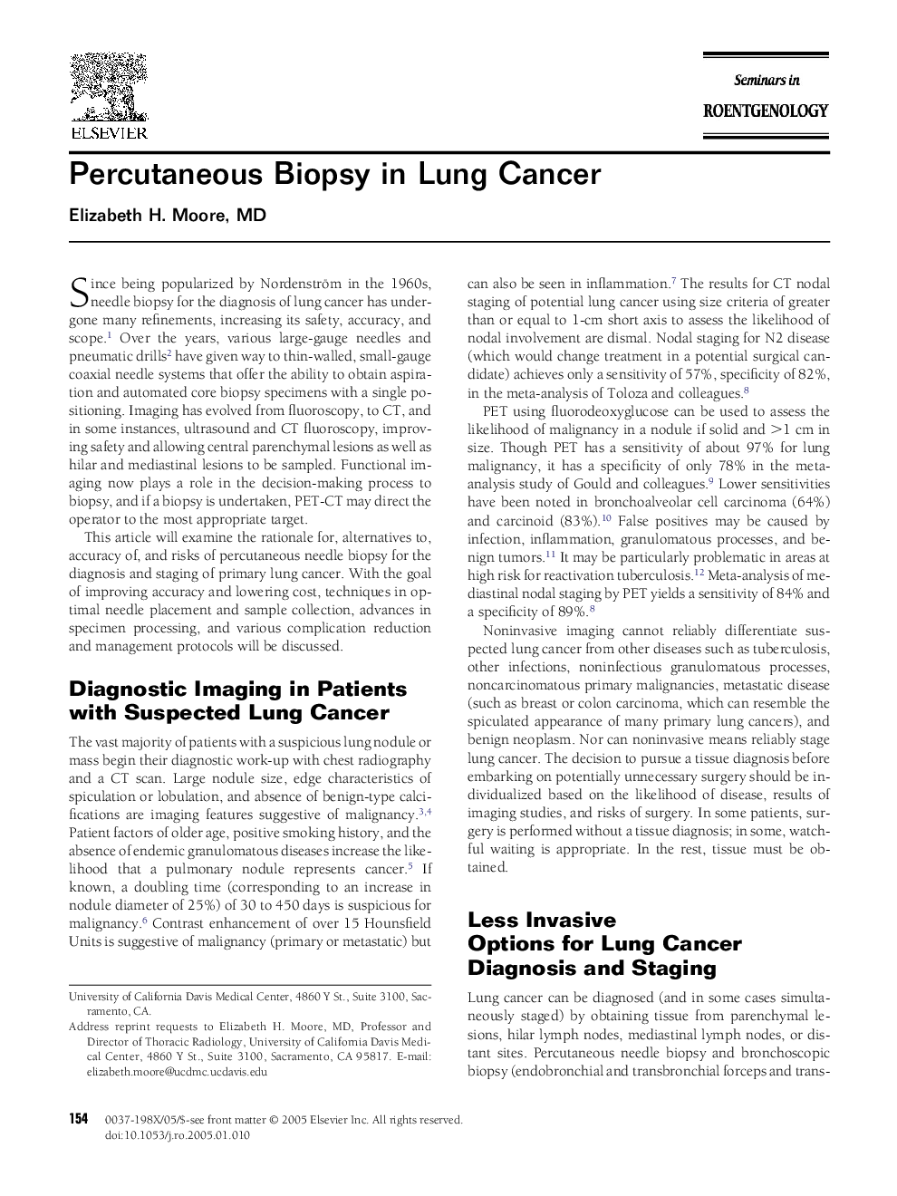 Percutaneous biopsy in lung cancer