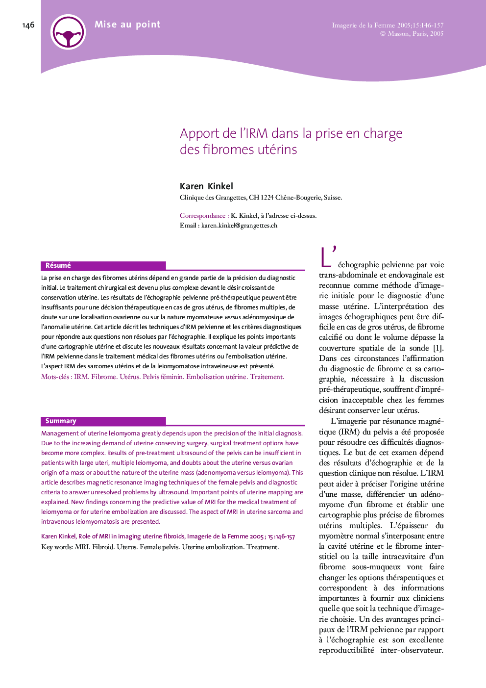 Apport de l'IRM dans la prise en charge des fibromes utérins