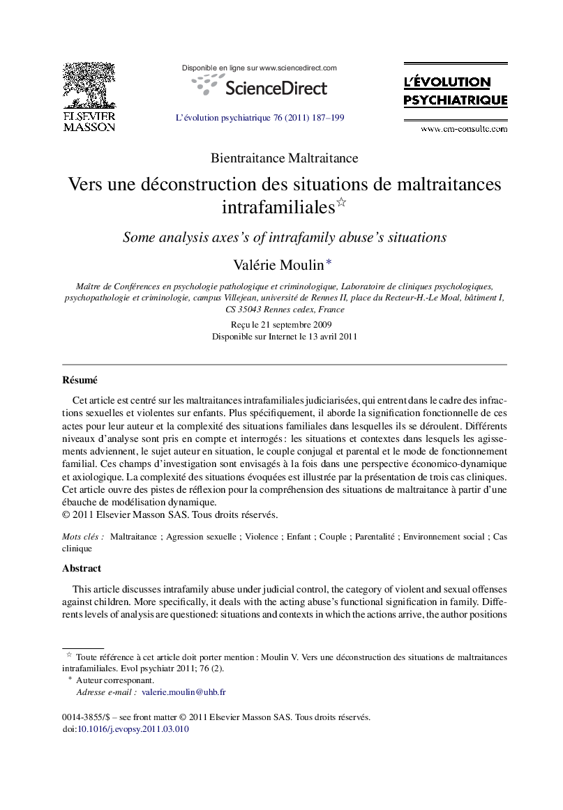 Vers une déconstruction des situations de maltraitances intrafamiliales 