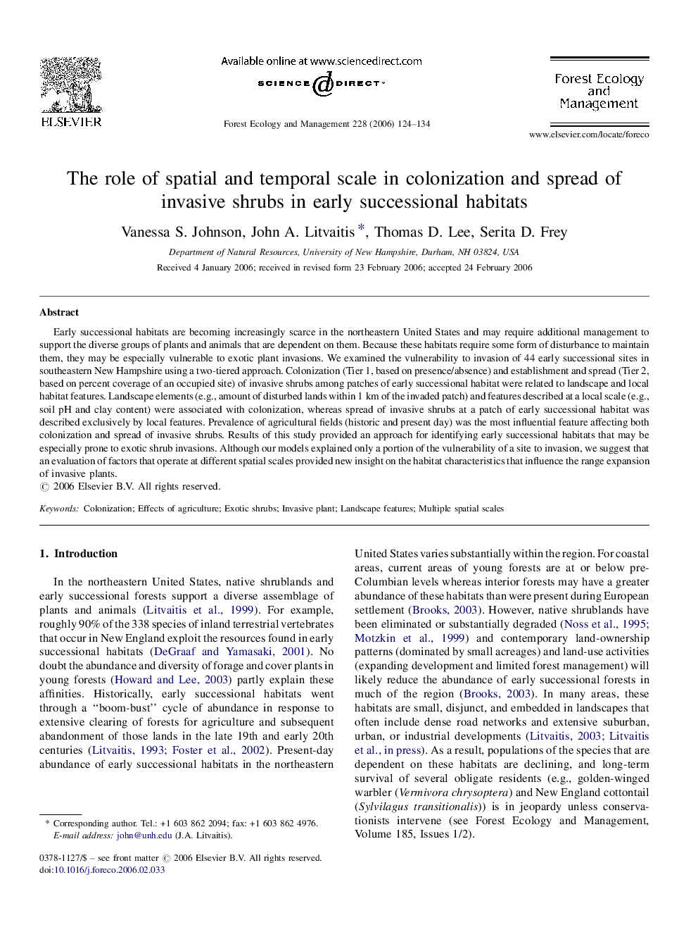 The role of spatial and temporal scale in colonization and spread of invasive shrubs in early successional habitats