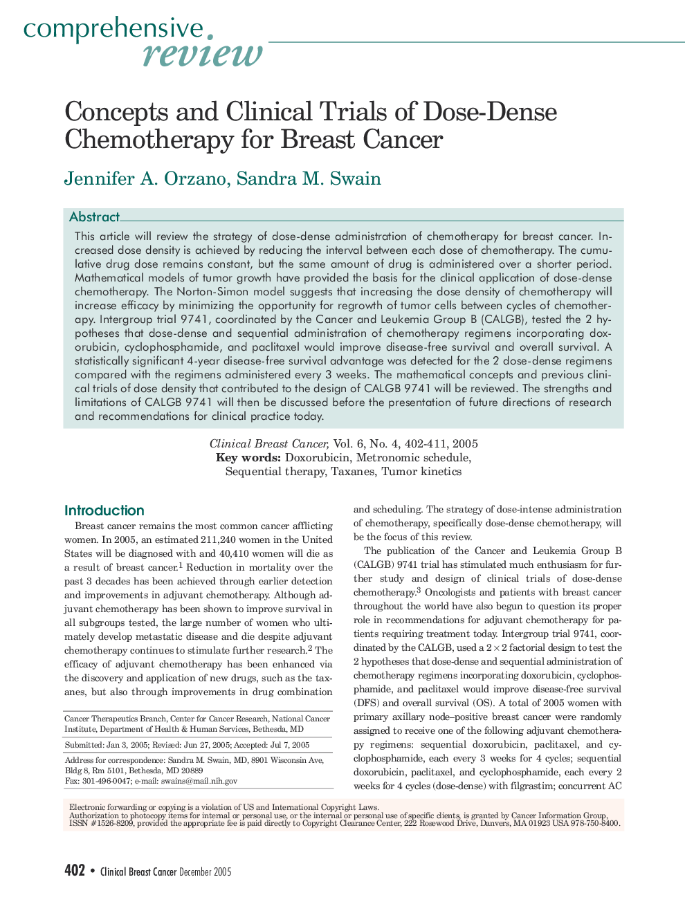 Concepts and Clinical Trials of Dose-Dense Chemotherapy for Breast Cancer