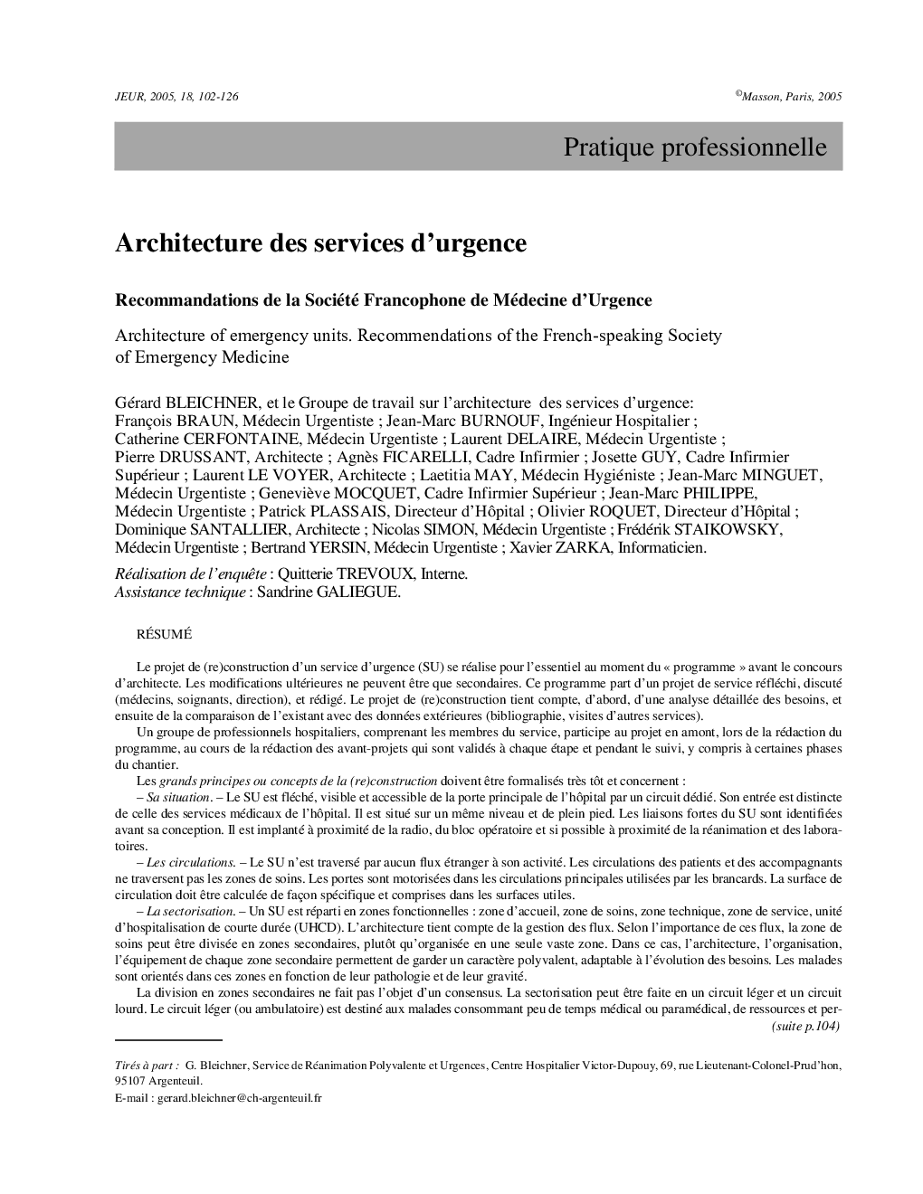 Architecture des services d'urgence