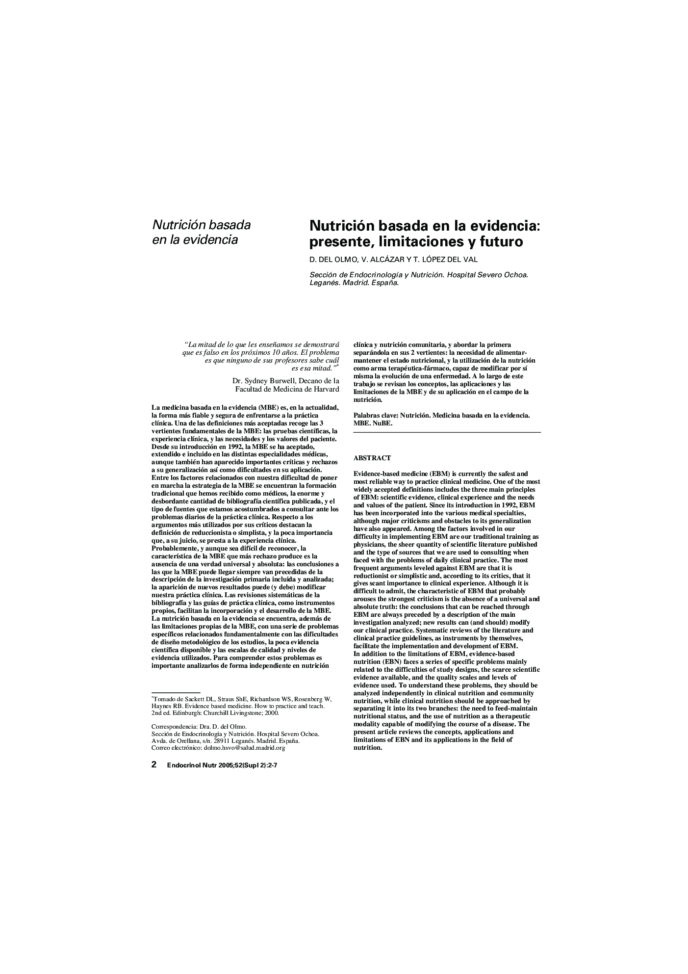 Nutrición basada en la evidencia: presente, limitaciones y futuro