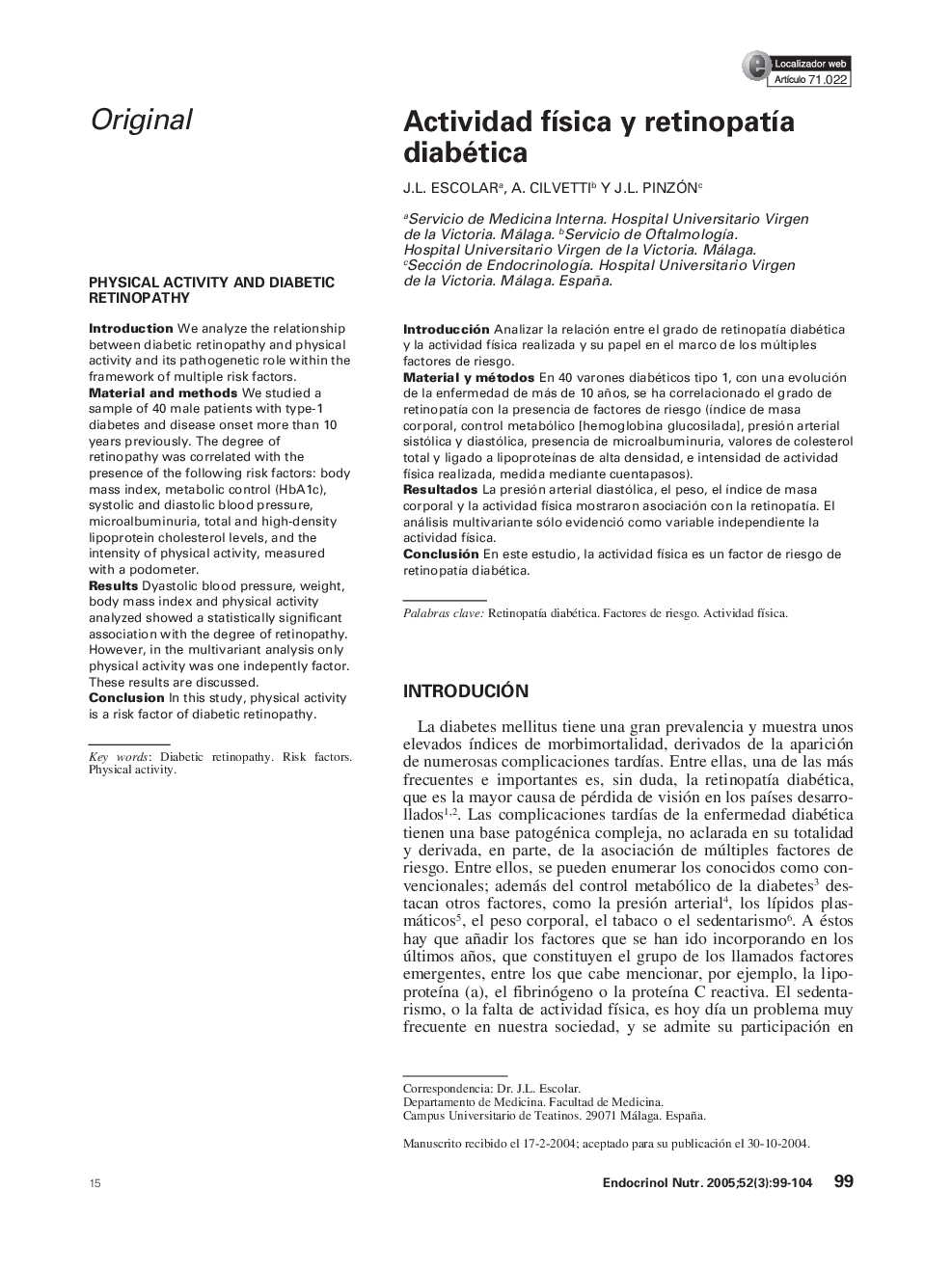 Actividad fÃ­sica y retinopatÃ­a diabética