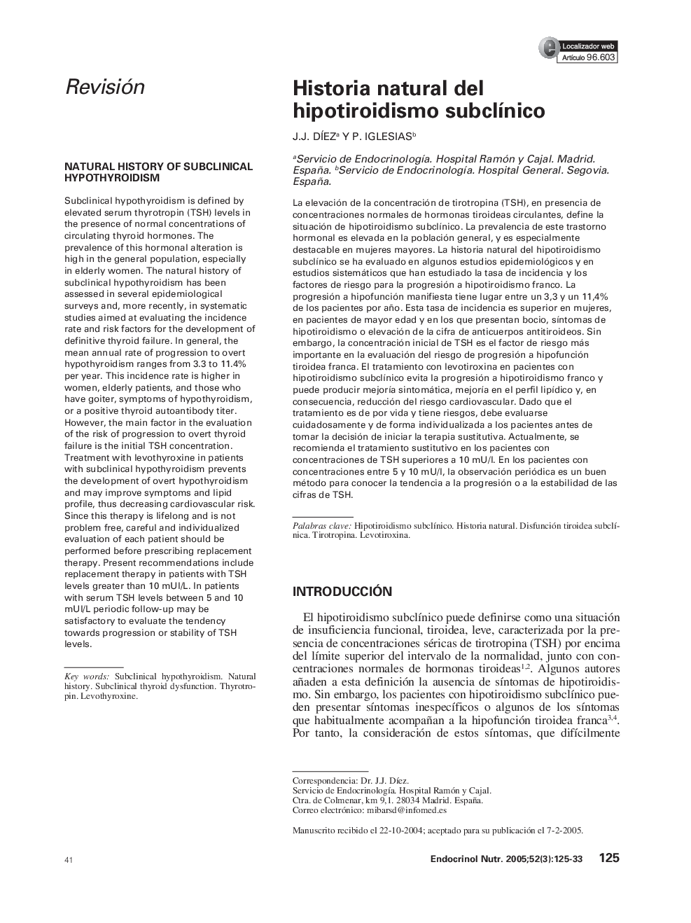 Historia natural del hipotiroidismo subclÃ­nico