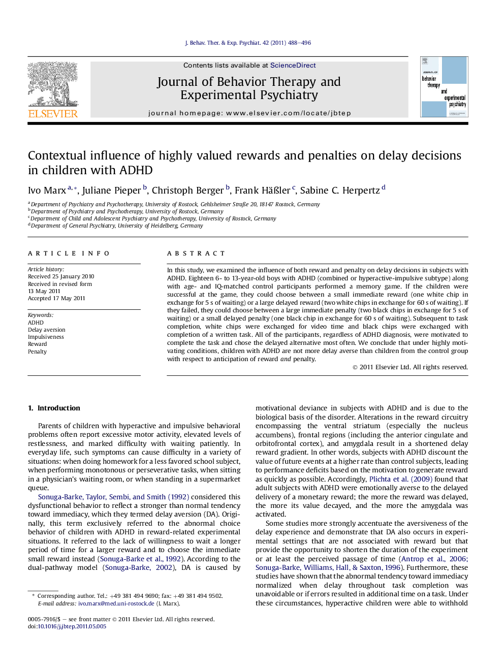 Contextual influence of highly valued rewards and penalties on delay decisions in children with ADHD