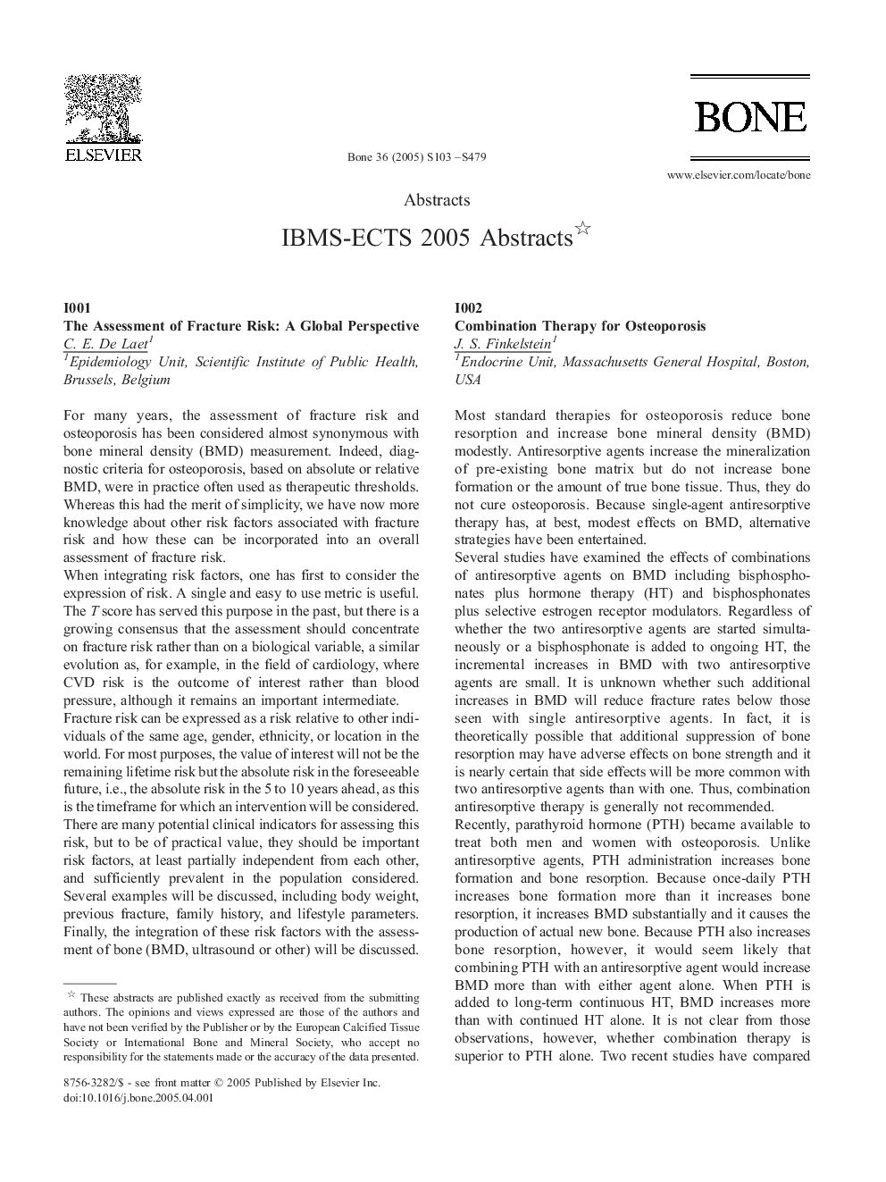 IBMS-ECTS 2005 Abstracts