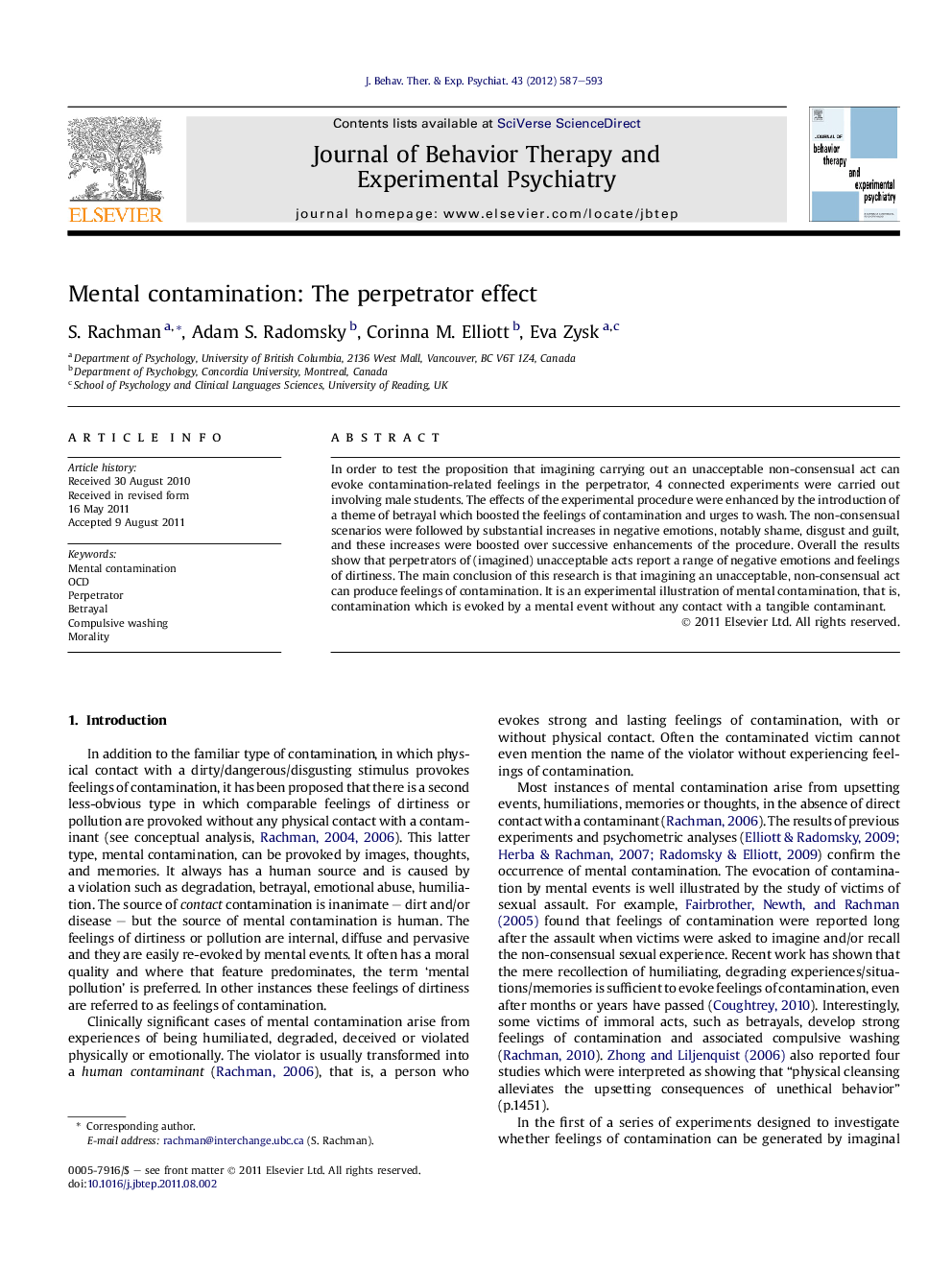 Mental contamination: The perpetrator effect