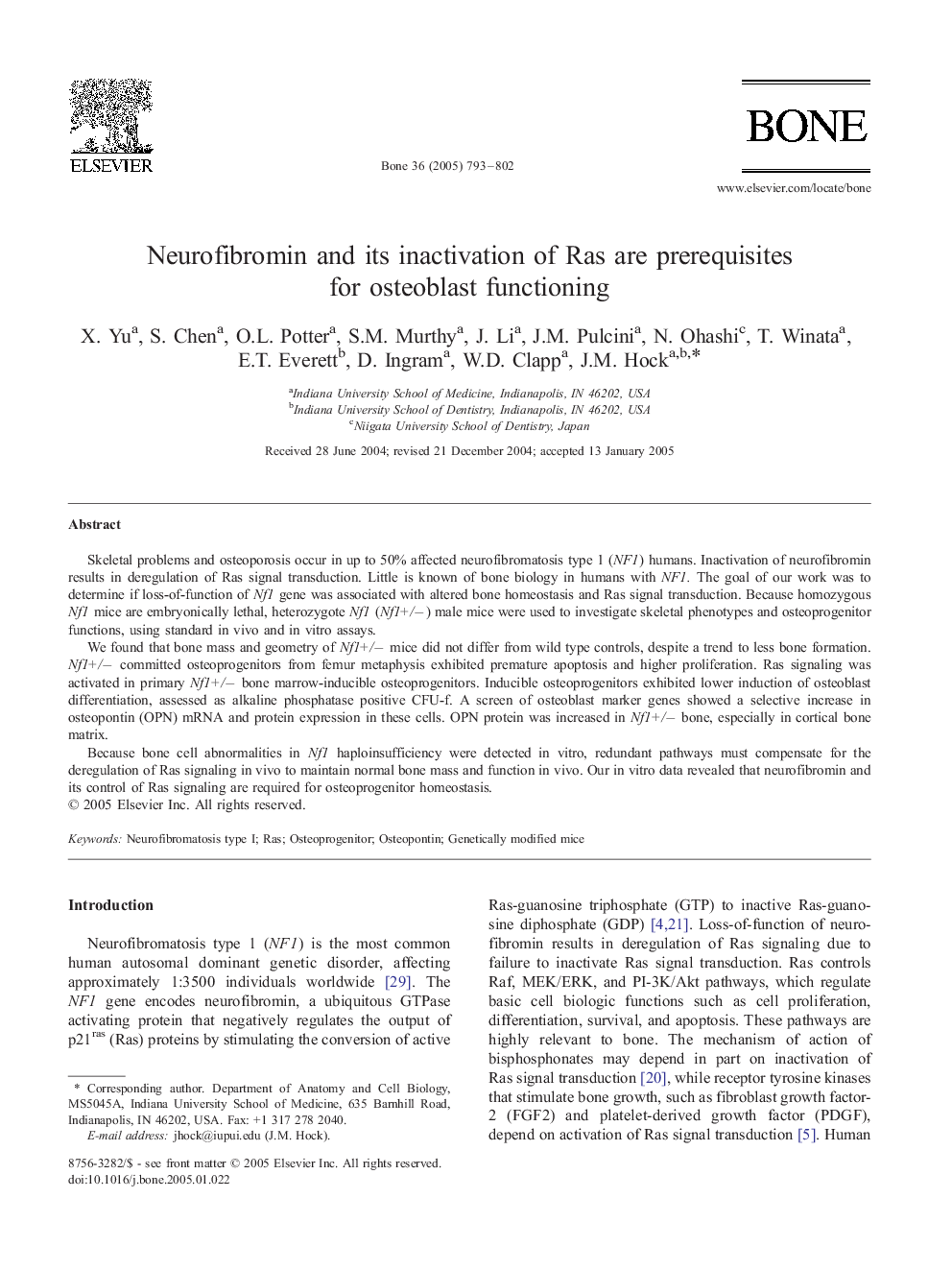 عکس صفحه اول مقاله: Neurofibromin and its inactivation of Ras are prerequisites for osteoblast functioning Neurofibromin and its inactivation of Ras are prerequisites for osteoblast functioning