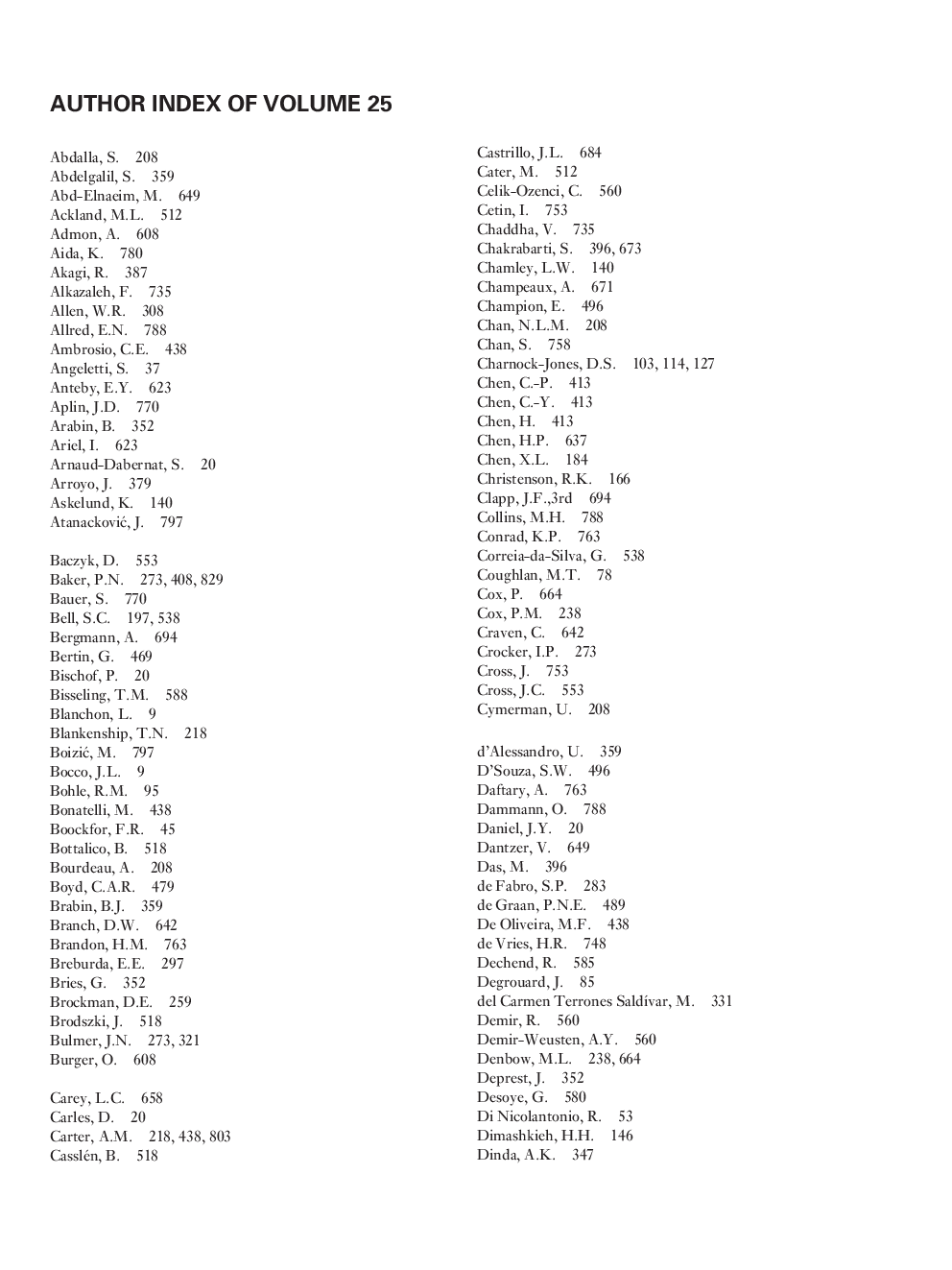 عکس صفحه اول مقاله: Author index of Volume 25 Author index of Volume 25