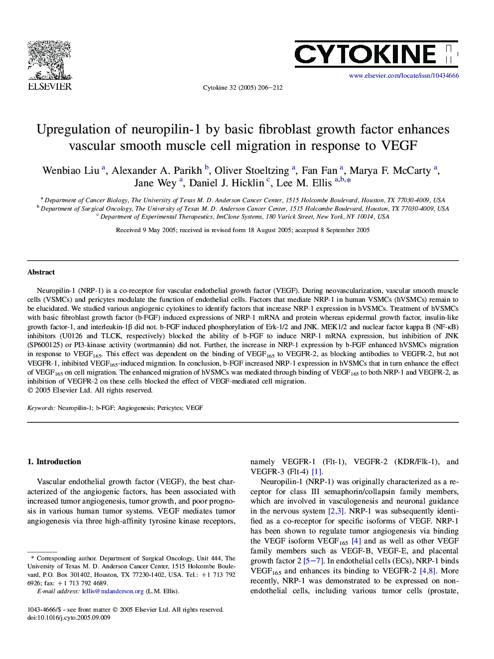 Upregulation of neuropilin-1 by basic fibroblast growth factor enhances vascular smooth muscle cell migration in response to VEGF