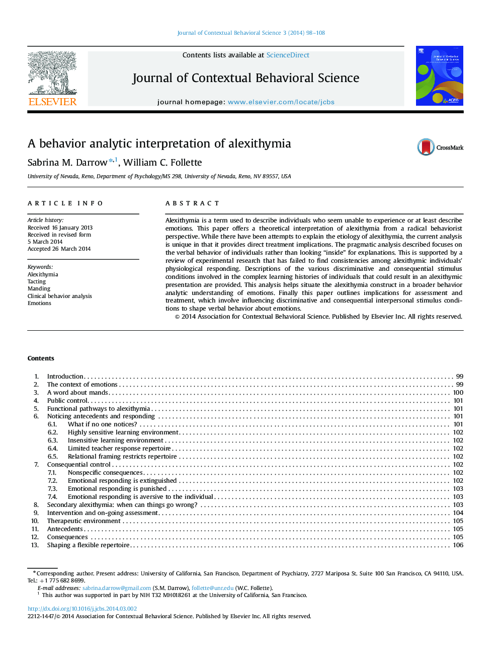 A behavior analytic interpretation of alexithymia