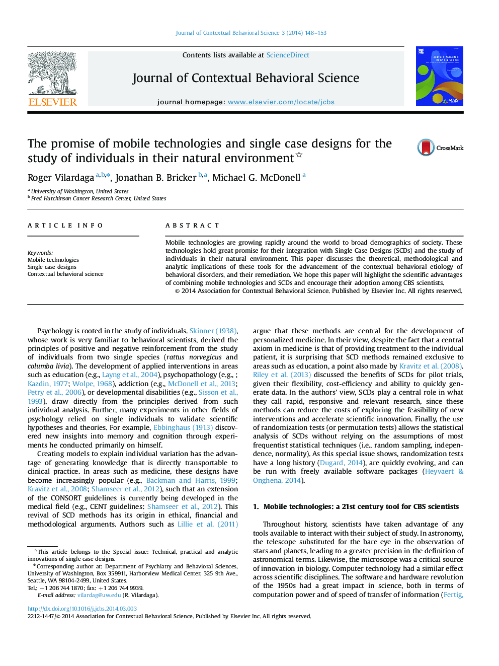 The promise of mobile technologies and single case designs for the study of individuals in their natural environment 