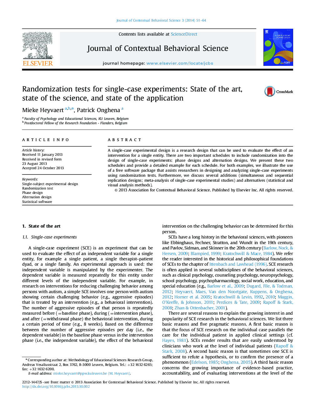 Randomization tests for single-case experiments: State of the art, state of the science, and state of the application