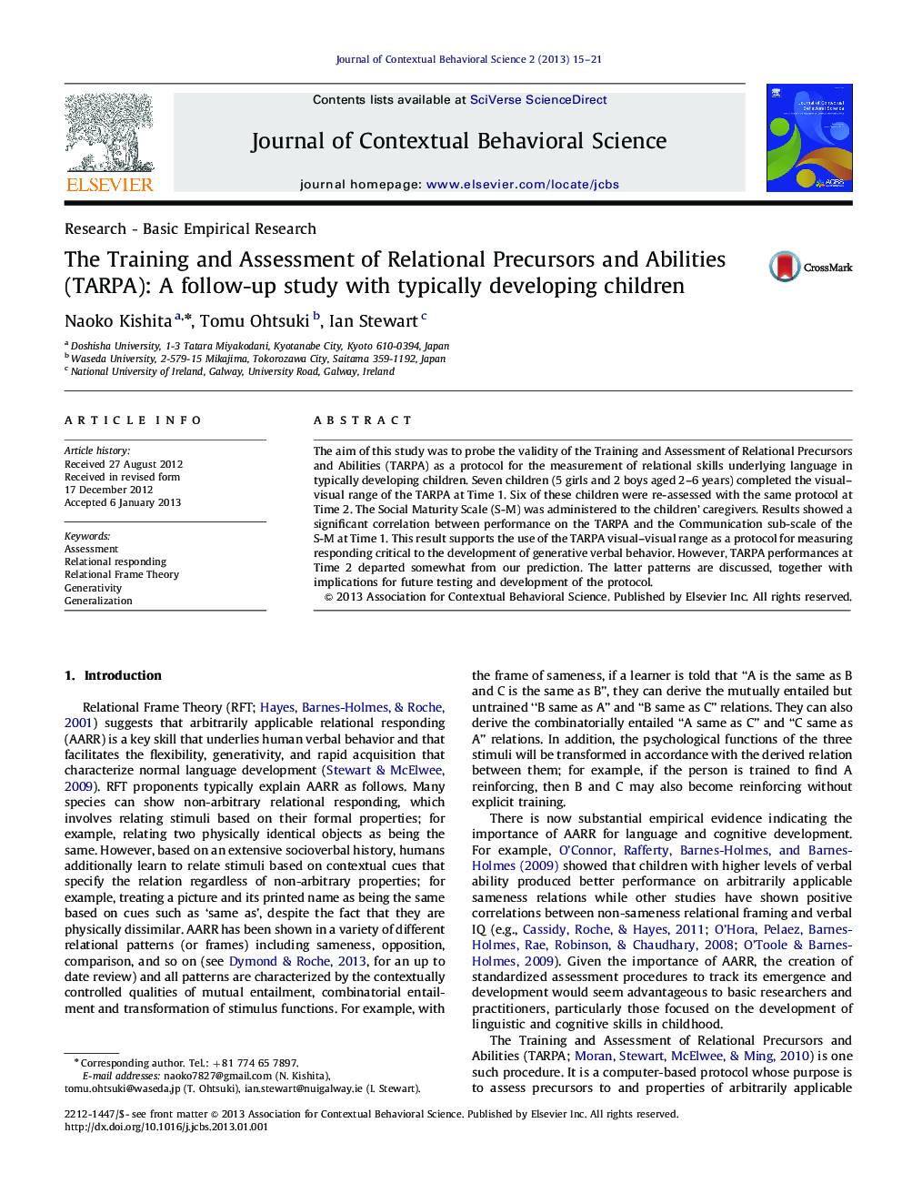 The Training and Assessment of Relational Precursors and Abilities (TARPA): A follow-up study with typically developing children