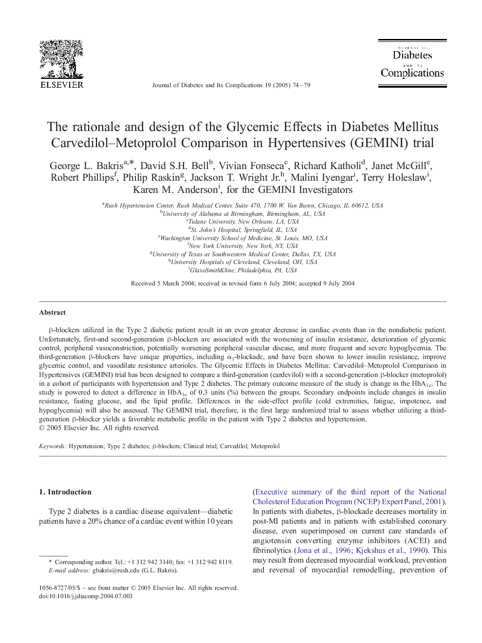 The rationale and design of the Glycemic Effects in Diabetes Mellitus