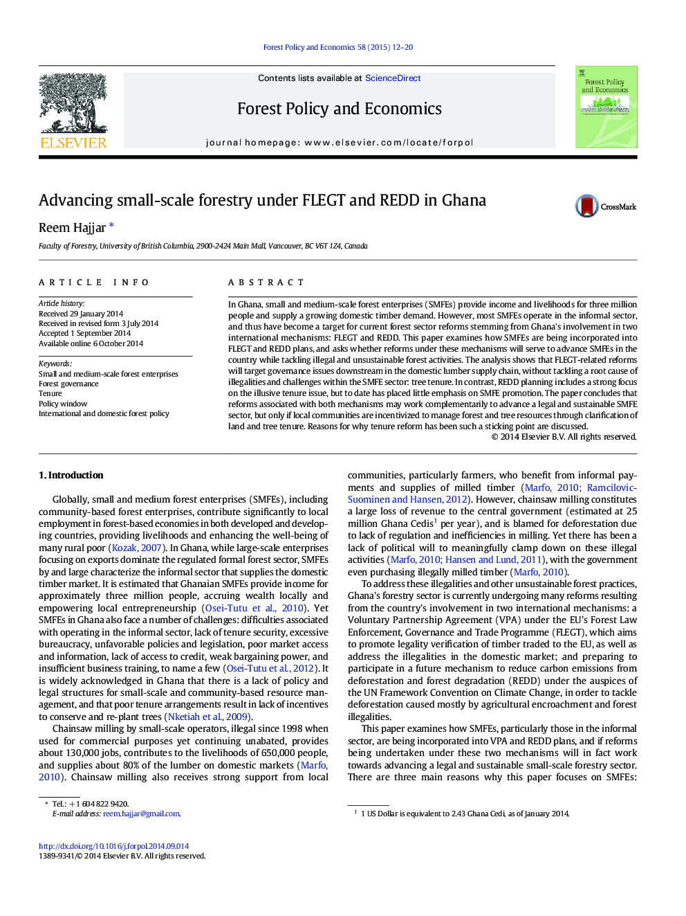 Advancing small-scale forestry under FLEGT and REDD in Ghana