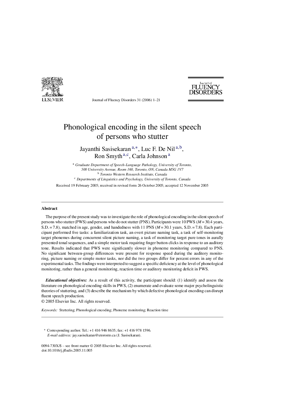 Phonological encoding in the silent speech of persons who stutter