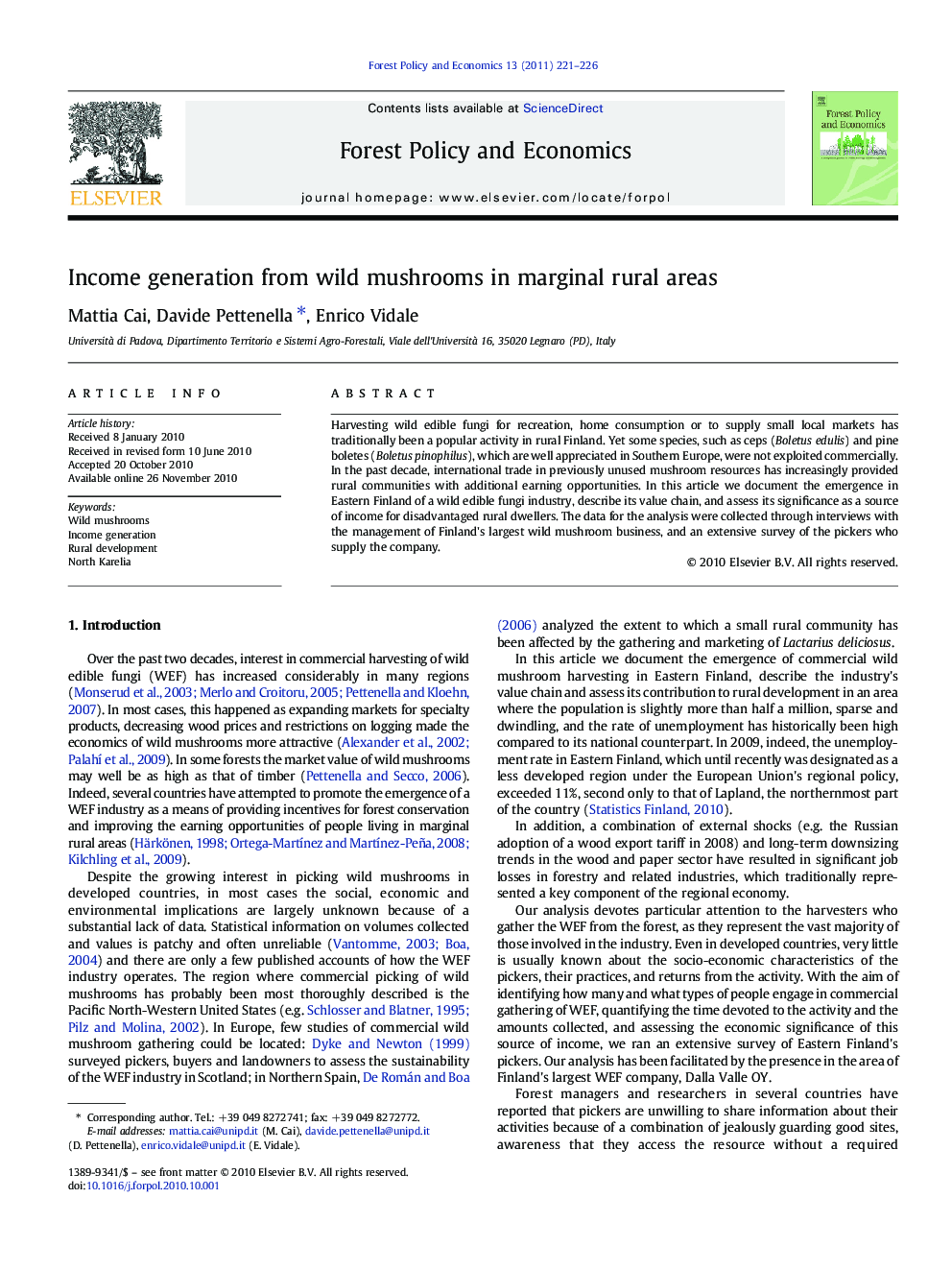 Income generation from wild mushrooms in marginal rural areas