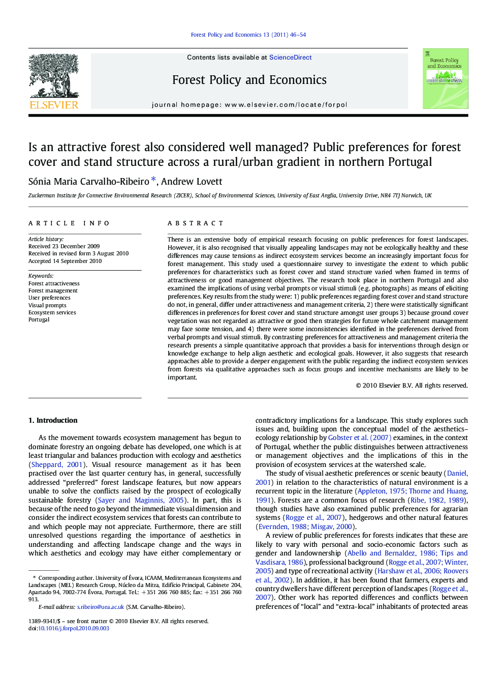 Is an attractive forest also considered well managed? Public preferences for forest cover and stand structure across a rural/urban gradient in northern Portugal