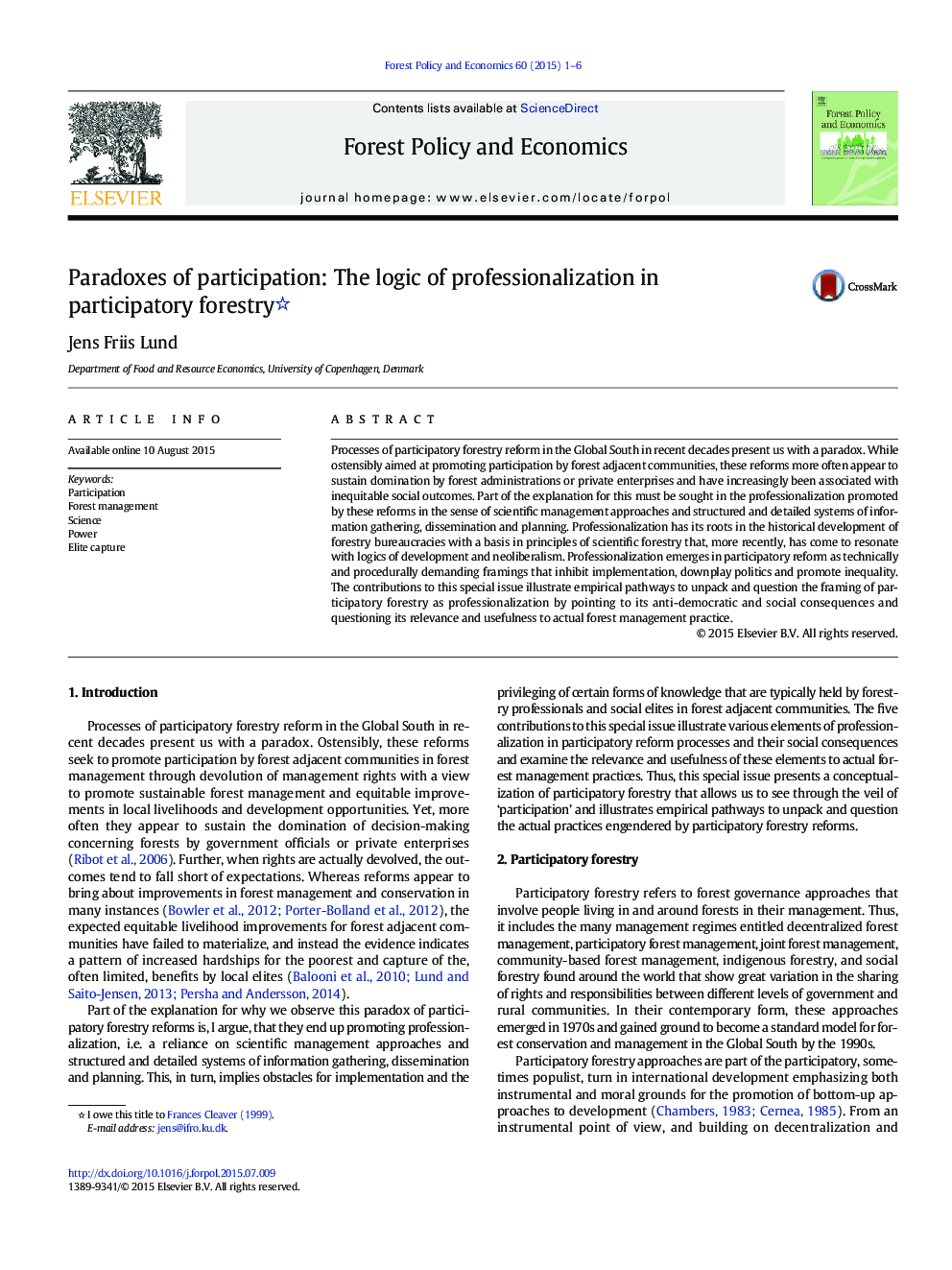 Paradoxes of participation: The logic of professionalization in participatory forestry 