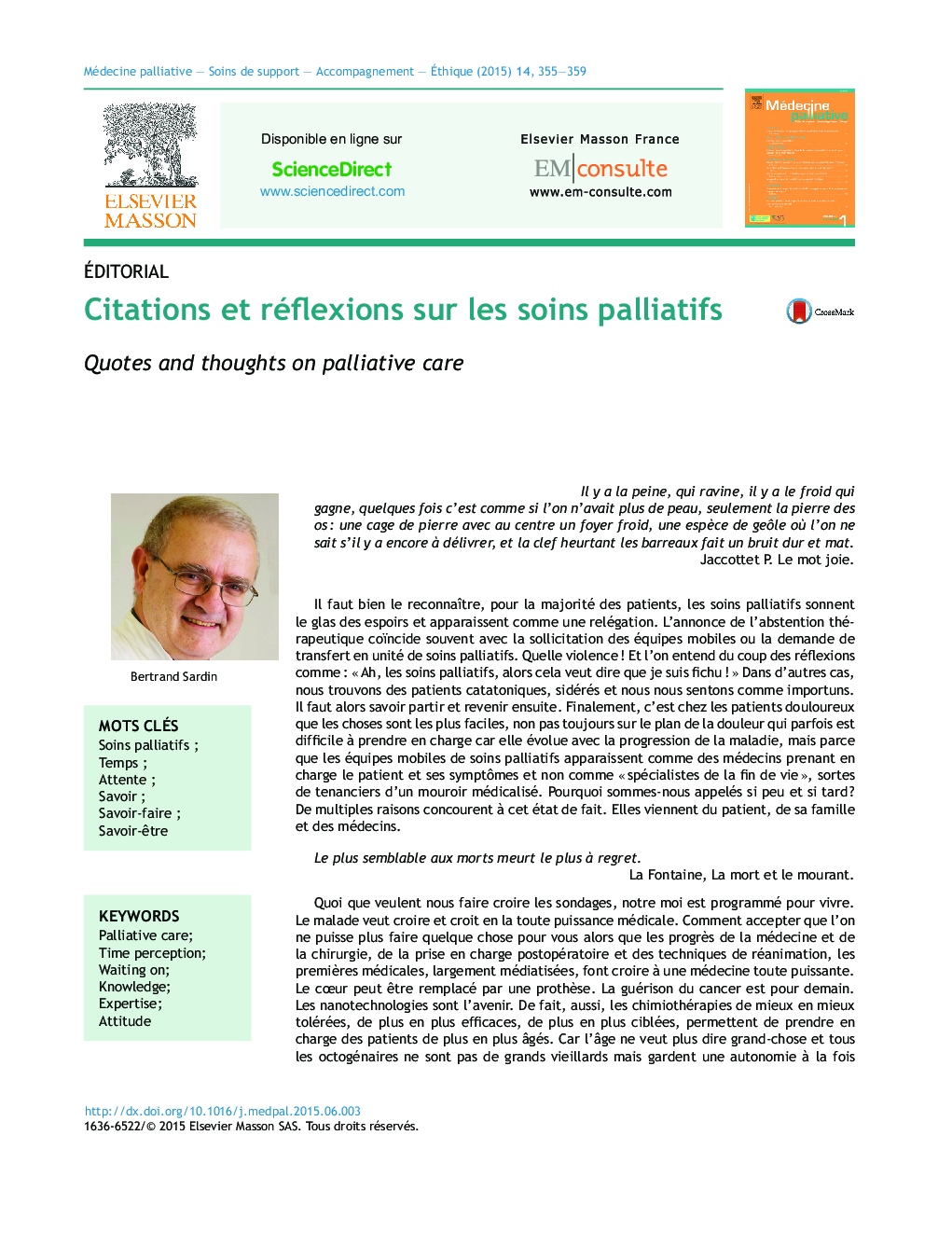 Citations et réflexions sur les soins palliatifs
