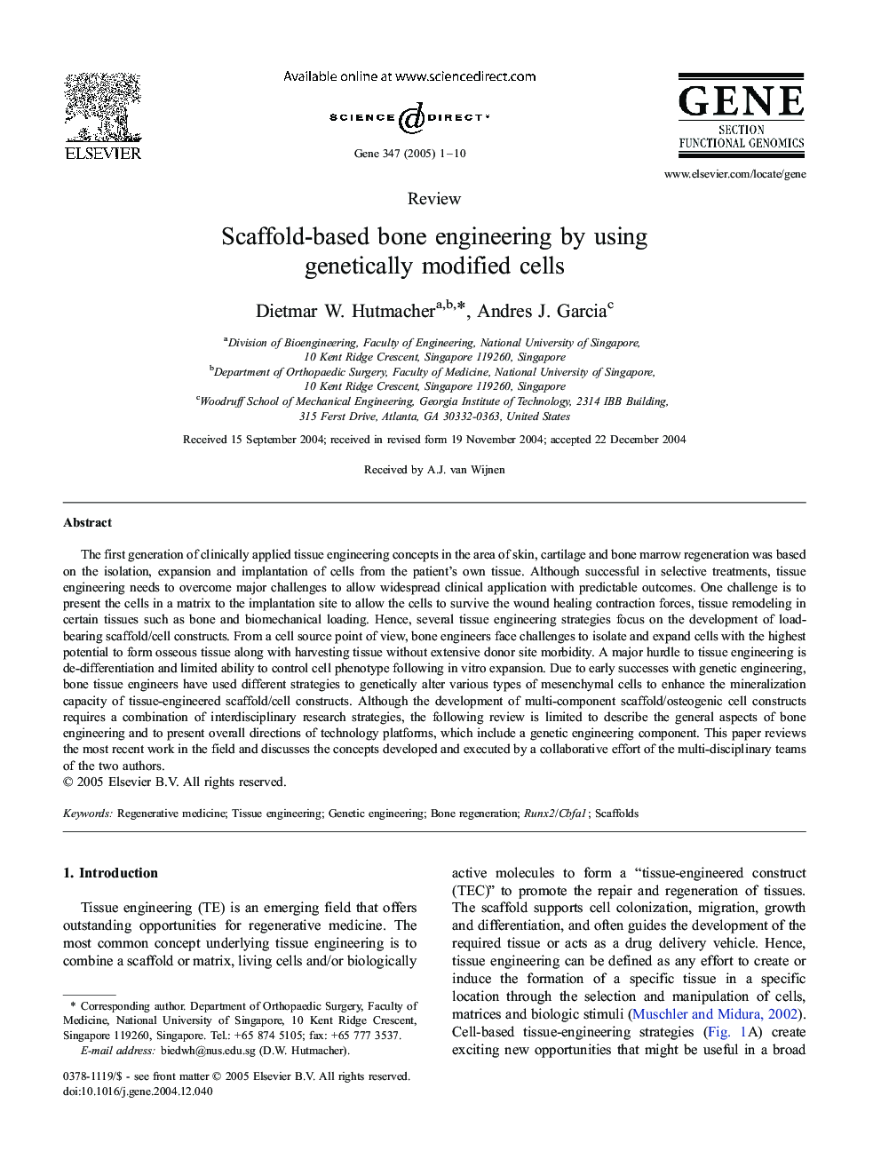 Scaffold-based bone engineering by using genetically modified cells