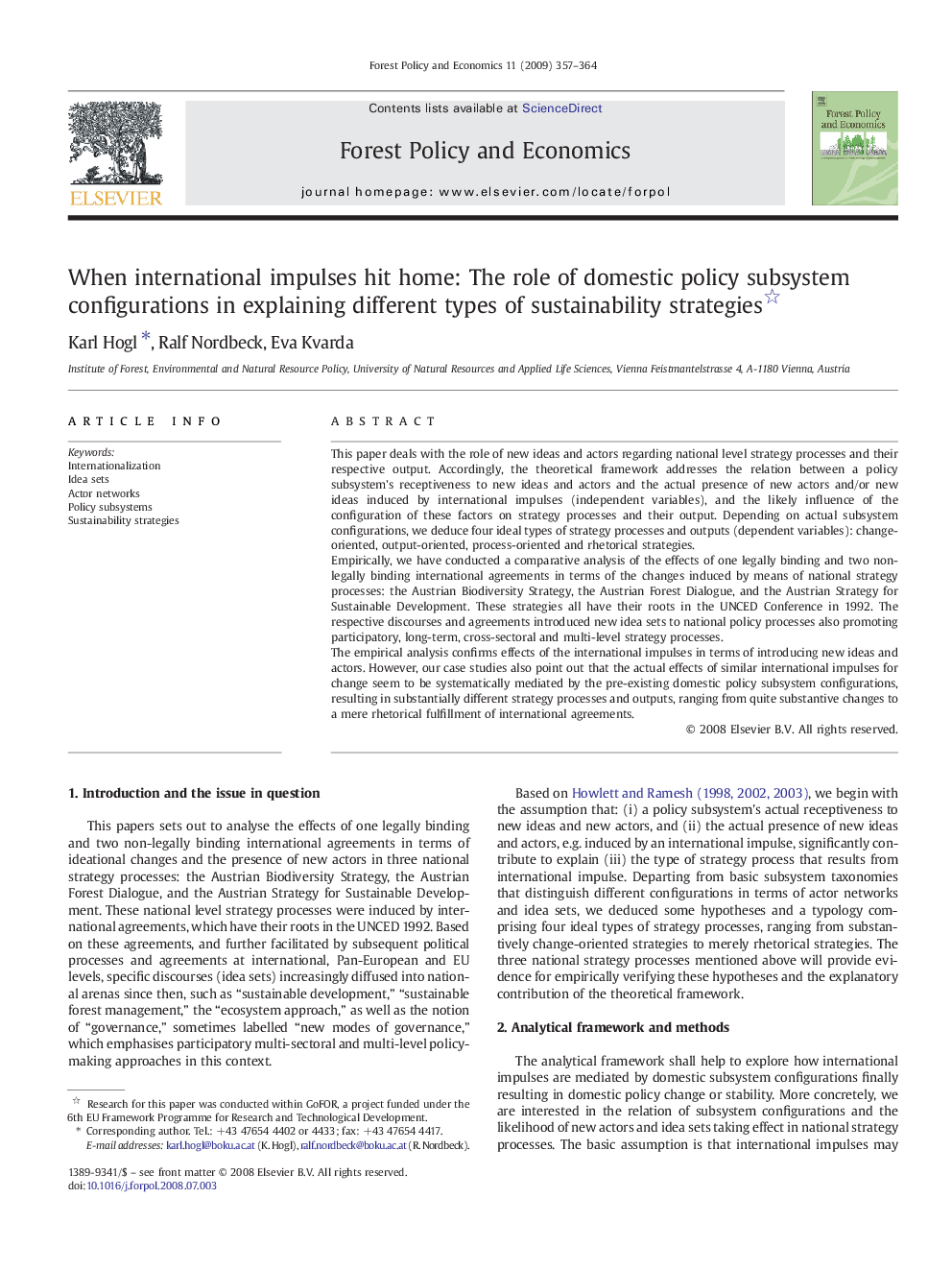 When international impulses hit home: The role of domestic policy subsystem configurations in explaining different types of sustainability strategies 