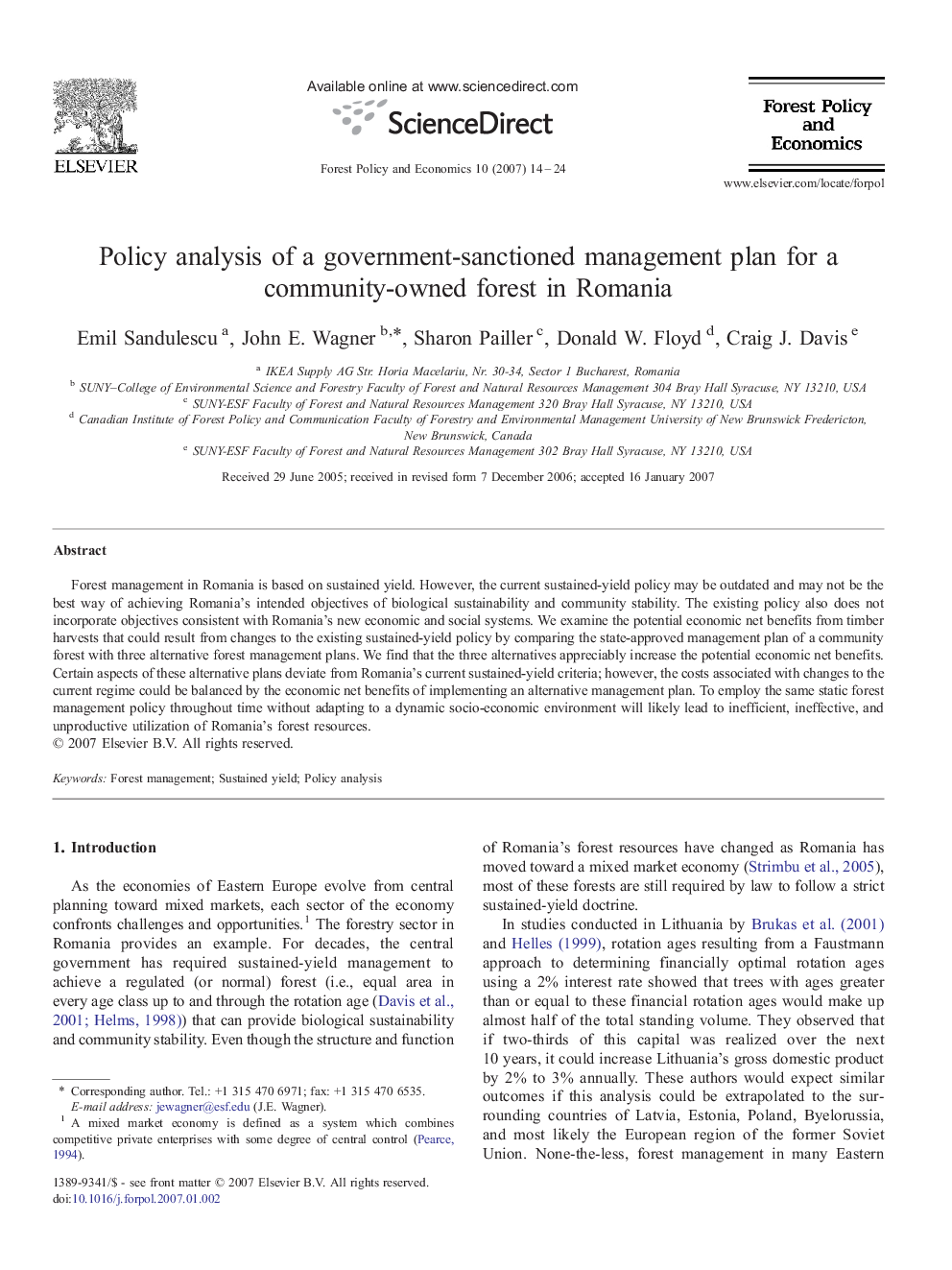 Policy analysis of a government-sanctioned management plan for a community-owned forest in Romania