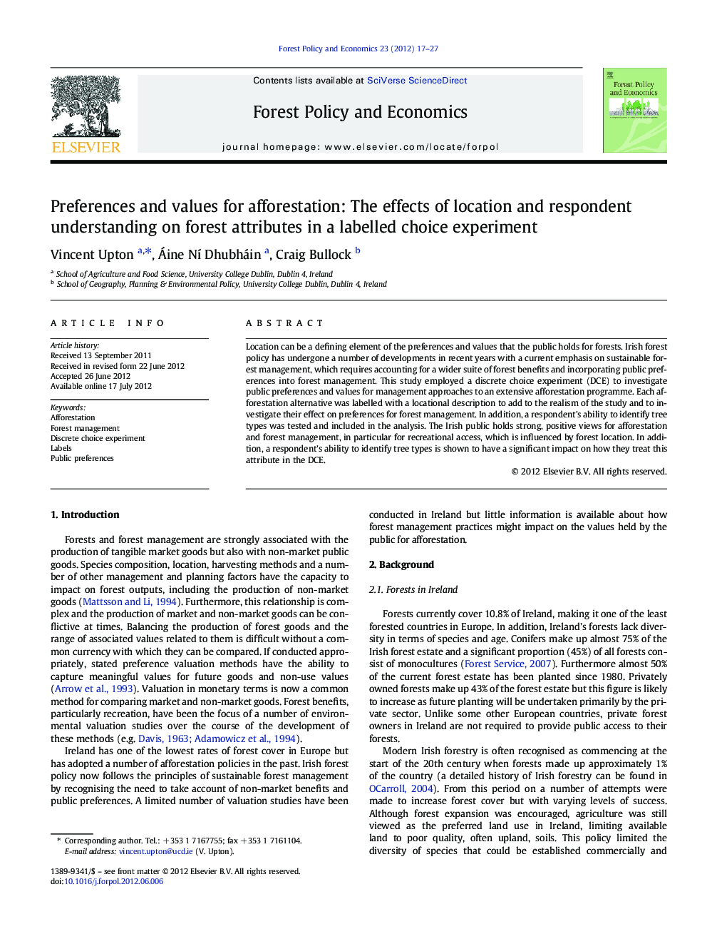 Preferences and values for afforestation: The effects of location and respondent understanding on forest attributes in a labelled choice experiment