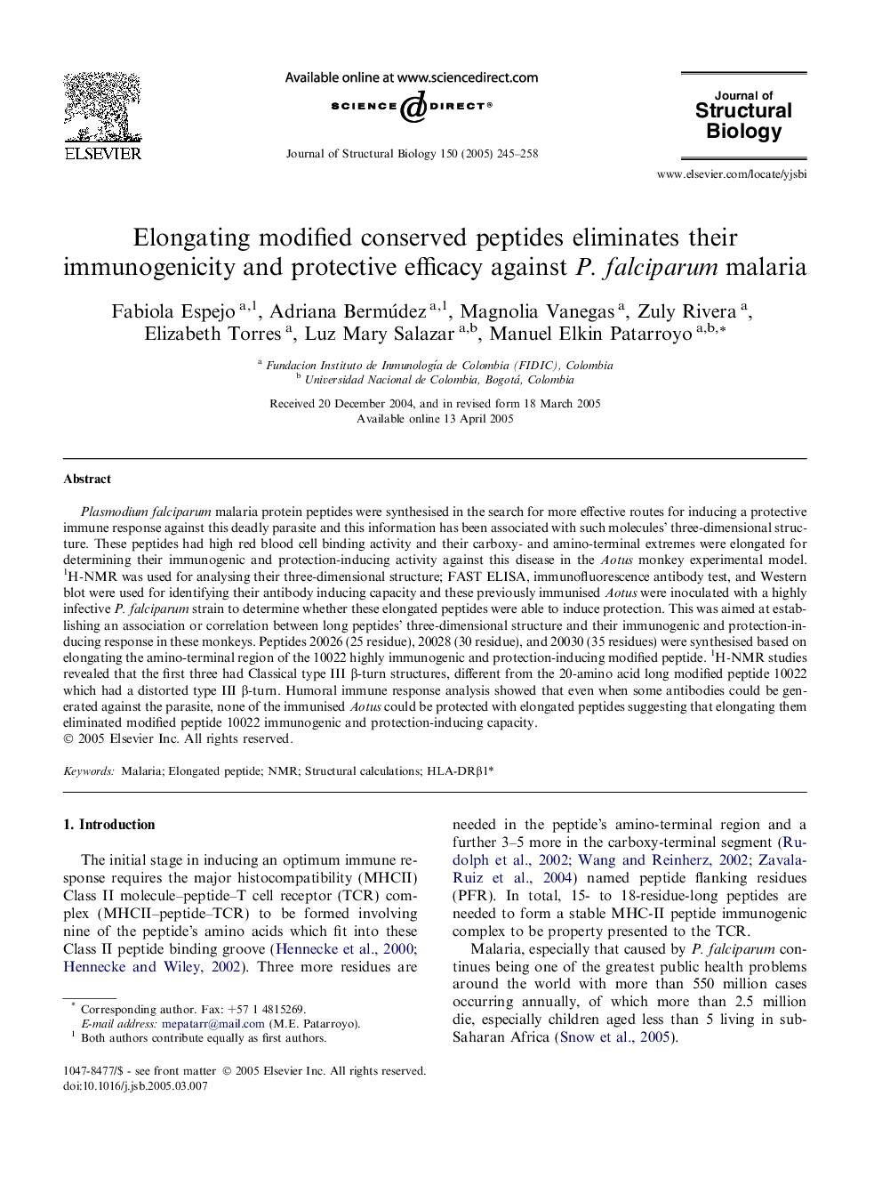 Elongating modified conserved peptides eliminates their immunogenicity and protective efficacy against P. falciparum malaria