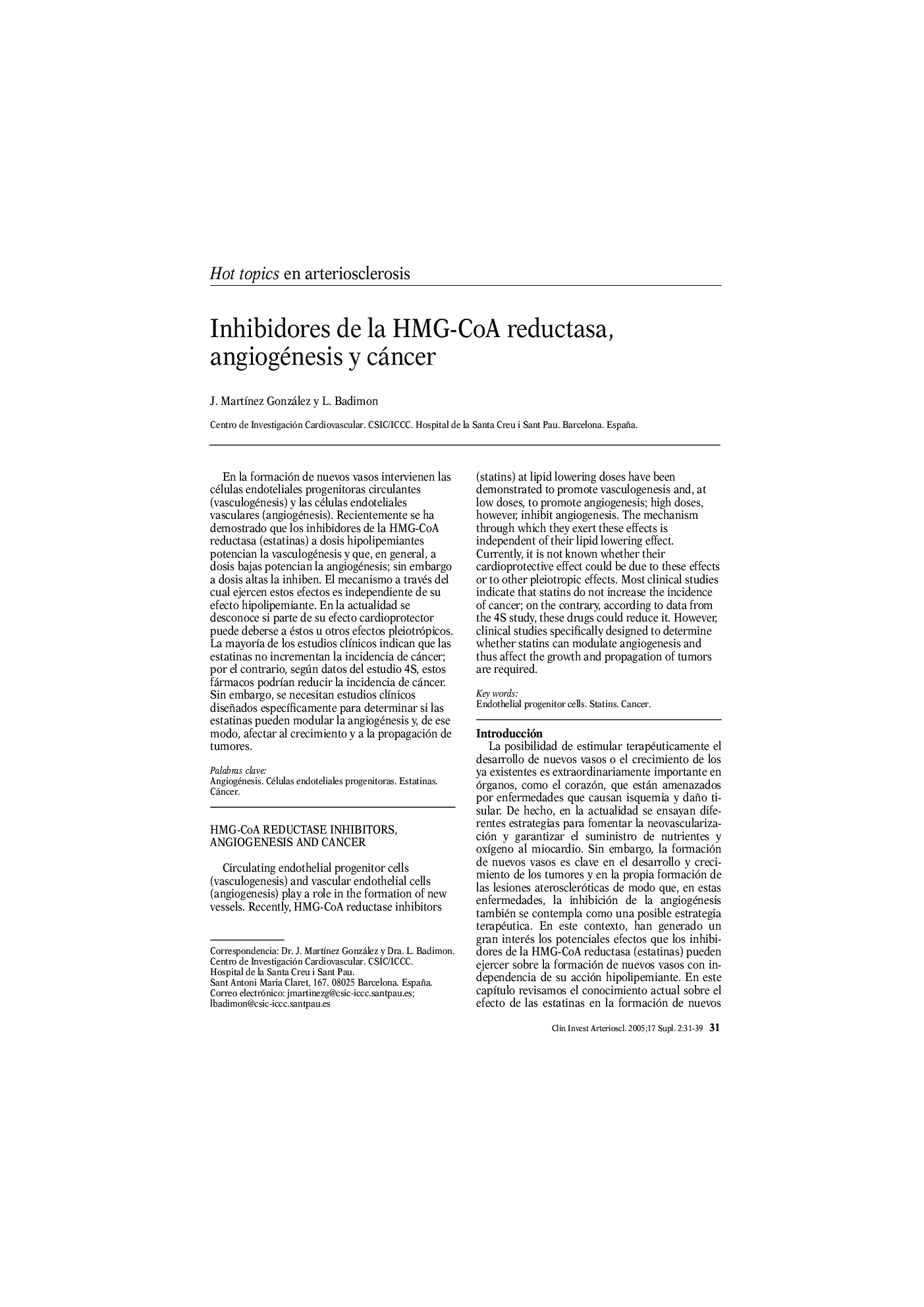 Inhibidores de la HMG-CoA reductasa, angiogénesis y cáncer