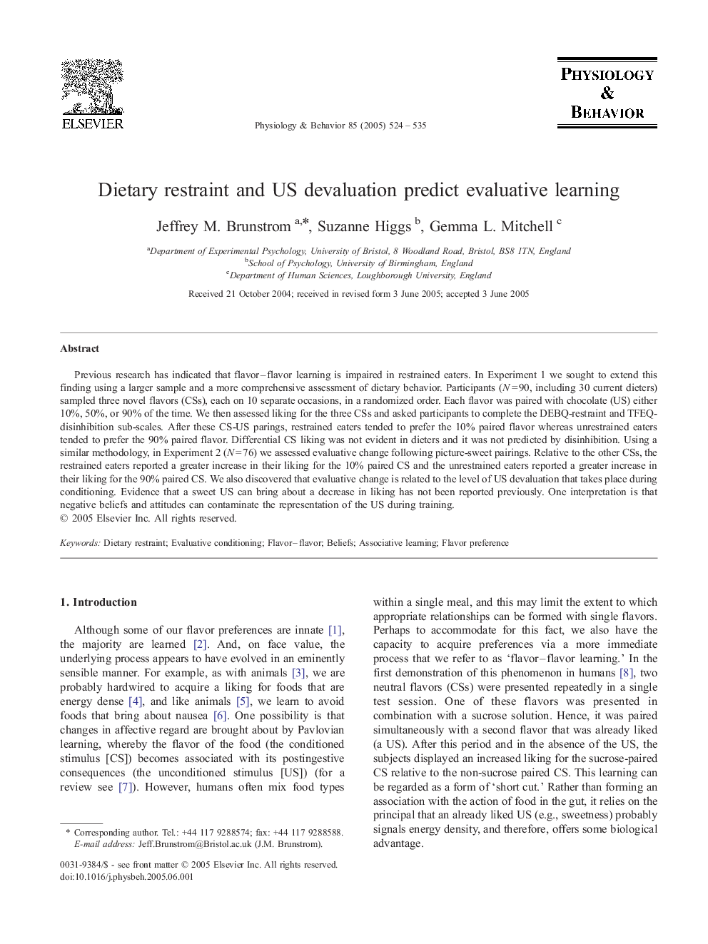 Dietary restraint and US devaluation predict evaluative learning