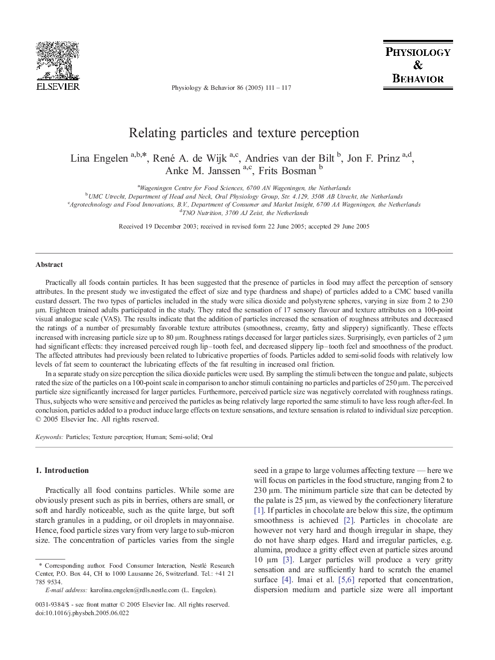 Relating particles and texture perception