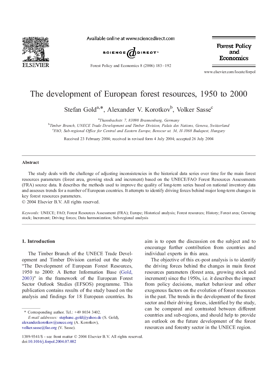 The development of European forest resources, 1950 to 2000