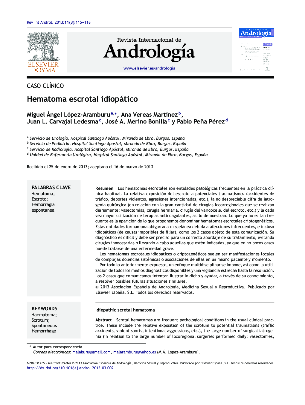 Hematoma escrotal idiopático