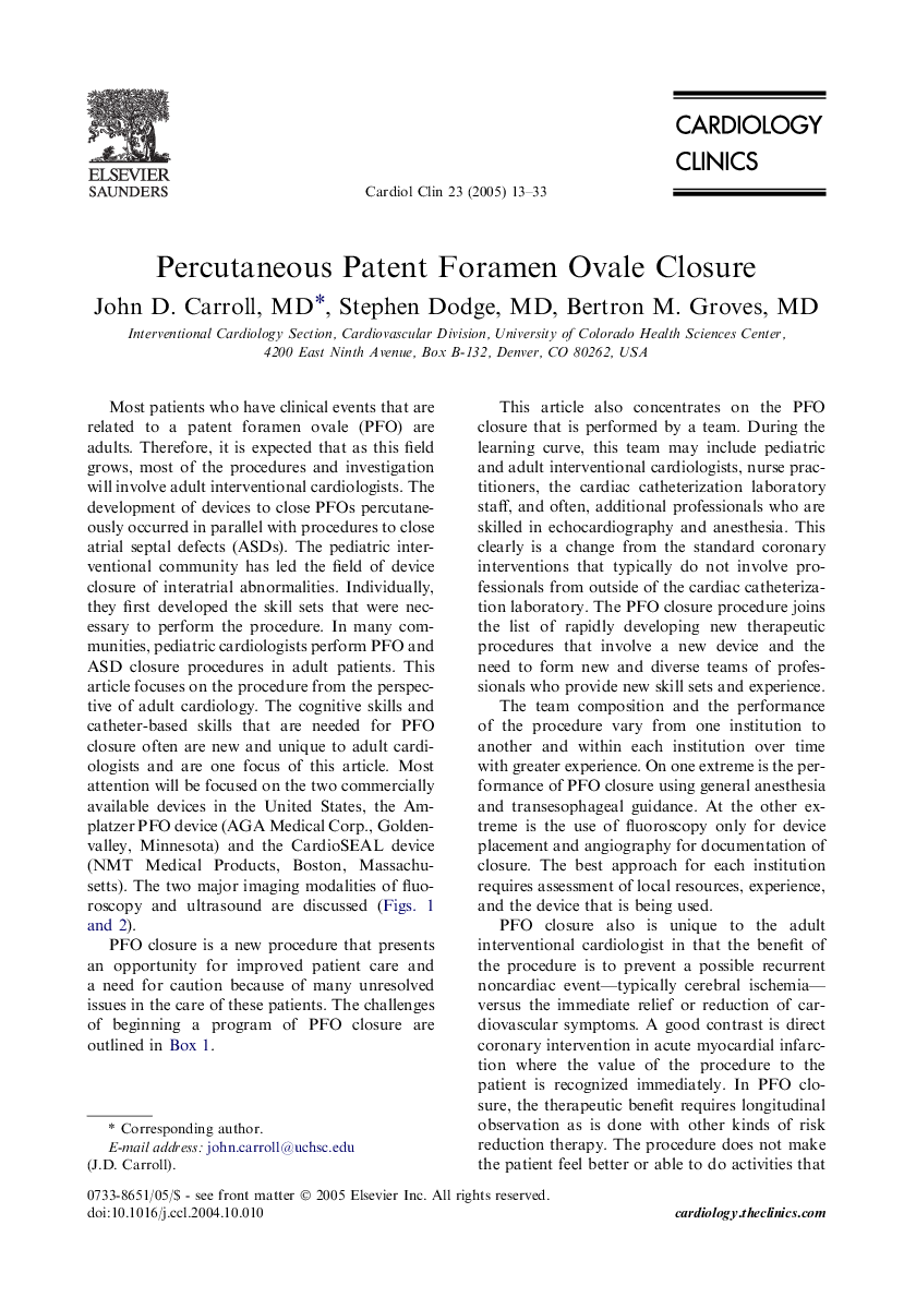 Percutaneous patent foramen ovale closure