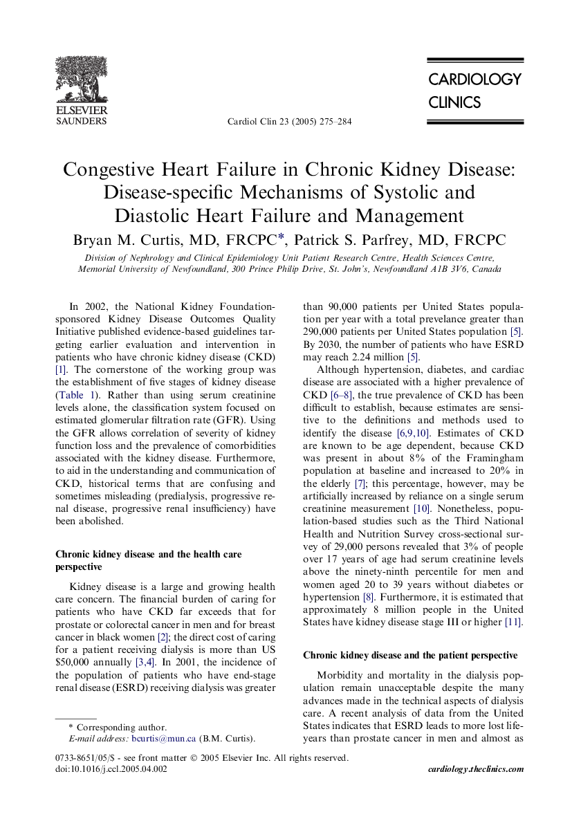 Congestive Heart Failure in Chronic Kidney Disease: Disease-specific Mechanisms of Systolic and Diastolic Heart Failure and Management