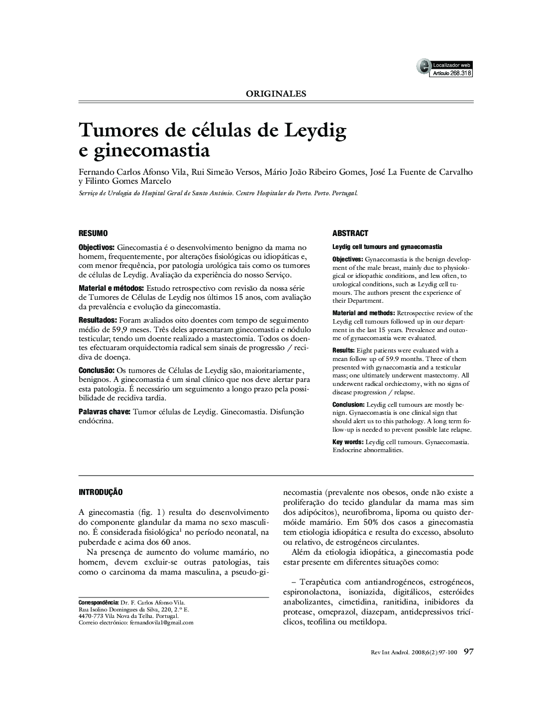 Tumores de células de Leydig e ginecomastia