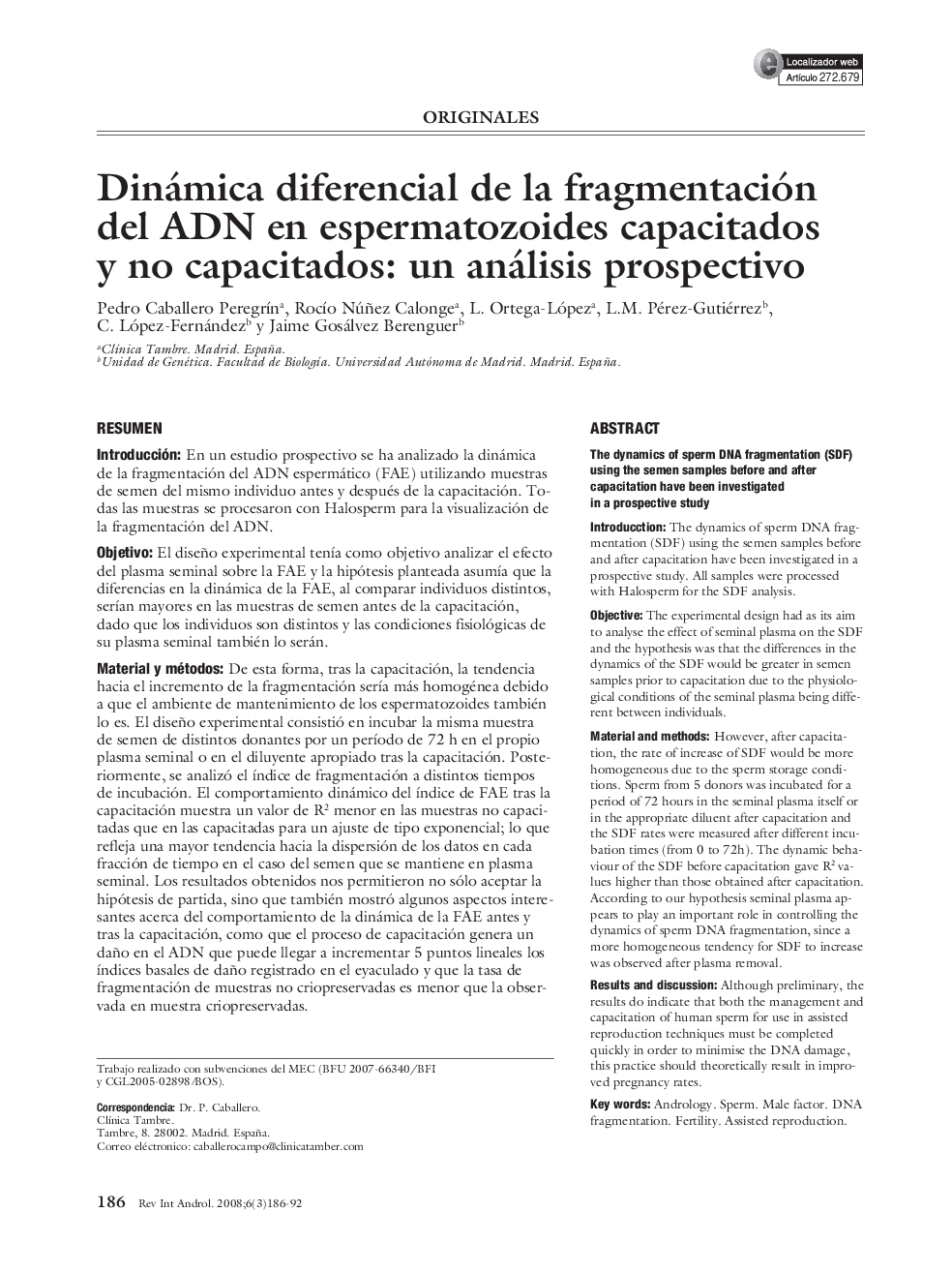 Dinámica diferencial de la fragmentación del ADN en espermatozoides capacitados y no capacitados: un análisis prospectivo